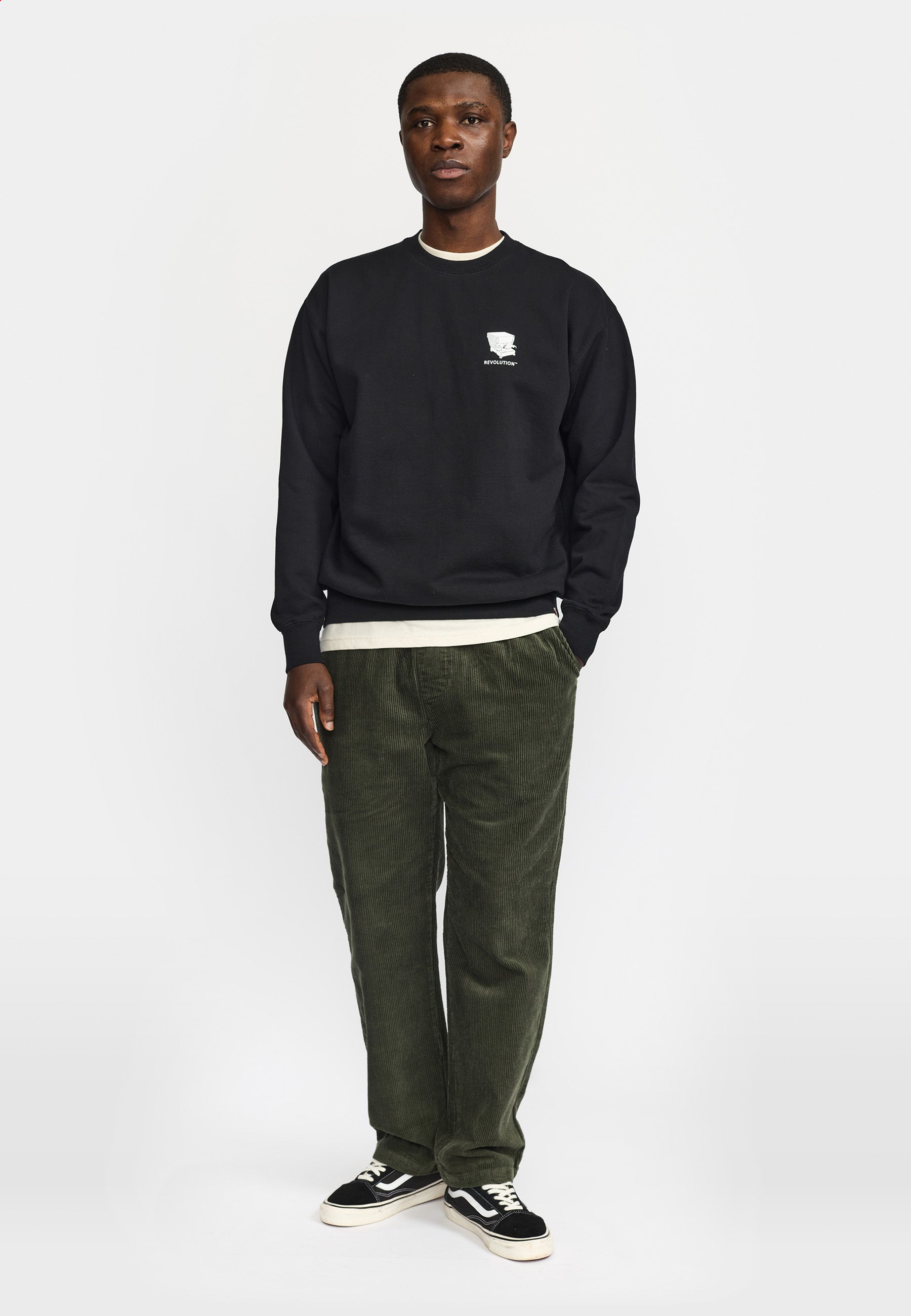 Revolution Printed Crewneck Sweatshirts Black