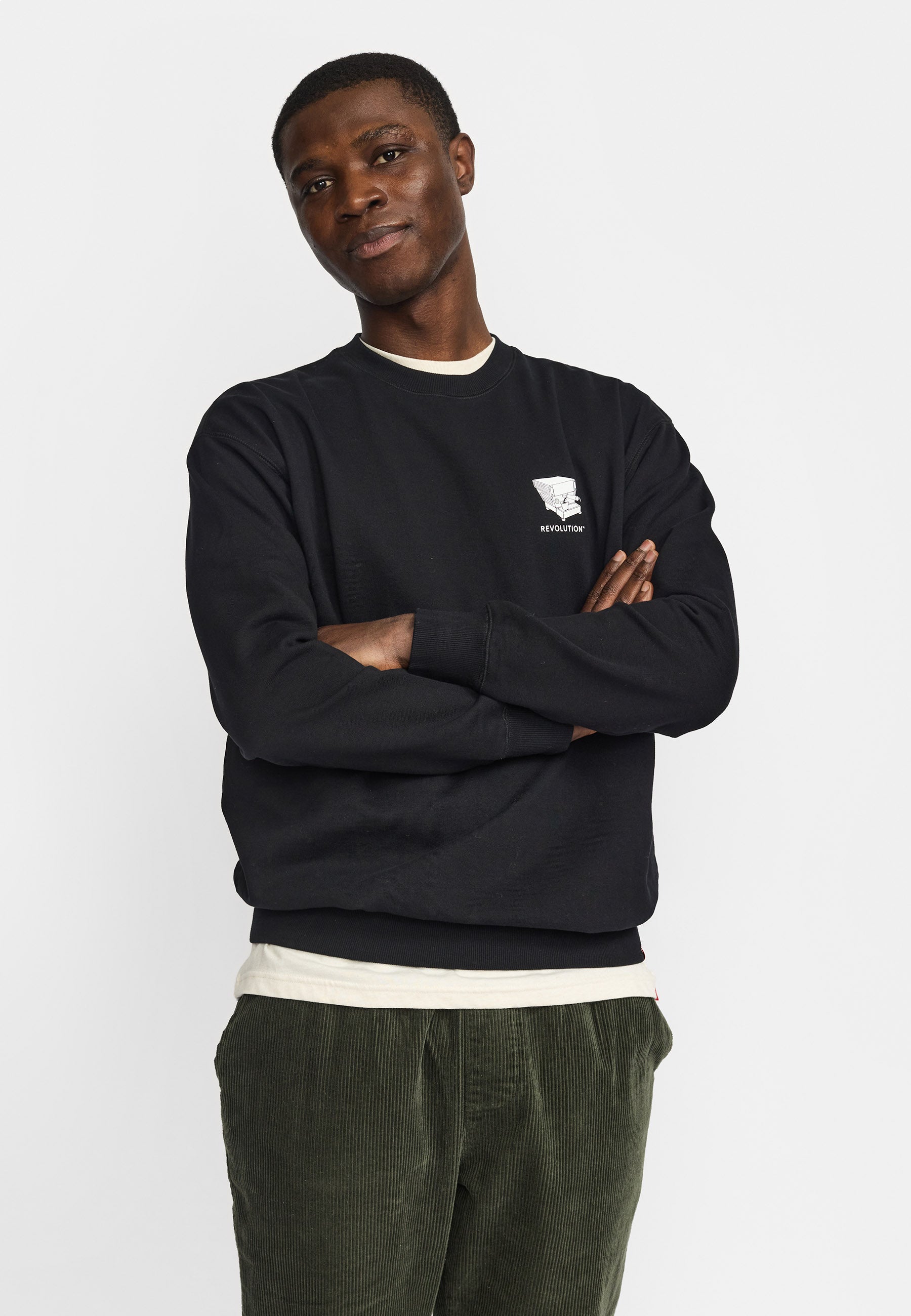 Revolution Printed Crewneck Sweatshirts Black