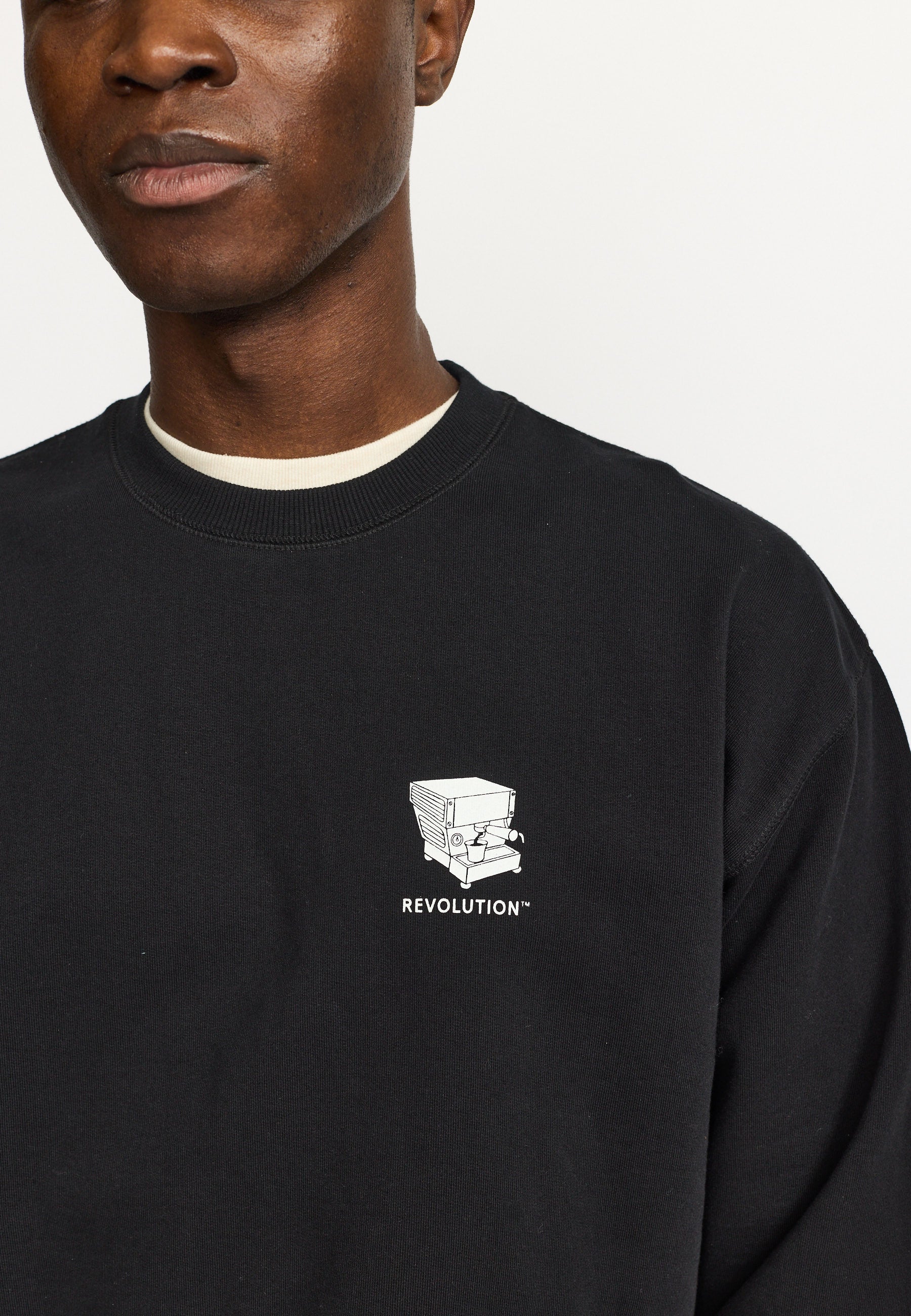 Revolution Printed Crewneck Sweatshirts Black