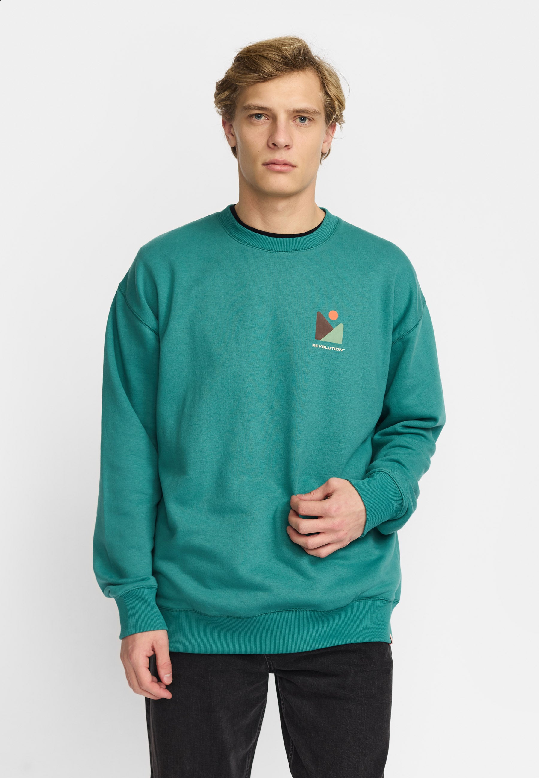 Revolution Printed Crewneck Sweatshirts Petrol