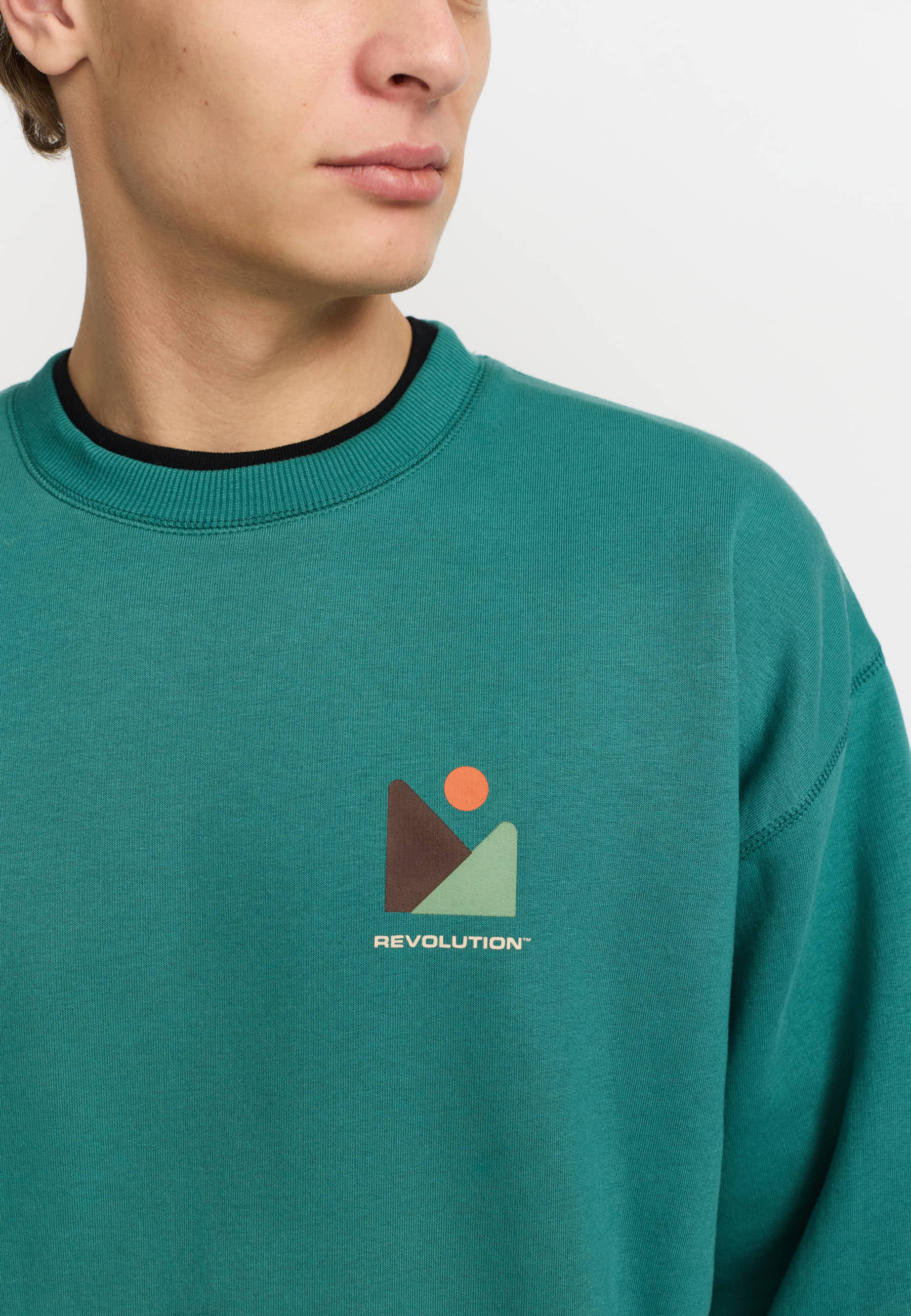 Revolution Printed Crewneck Sweatshirts Petrol