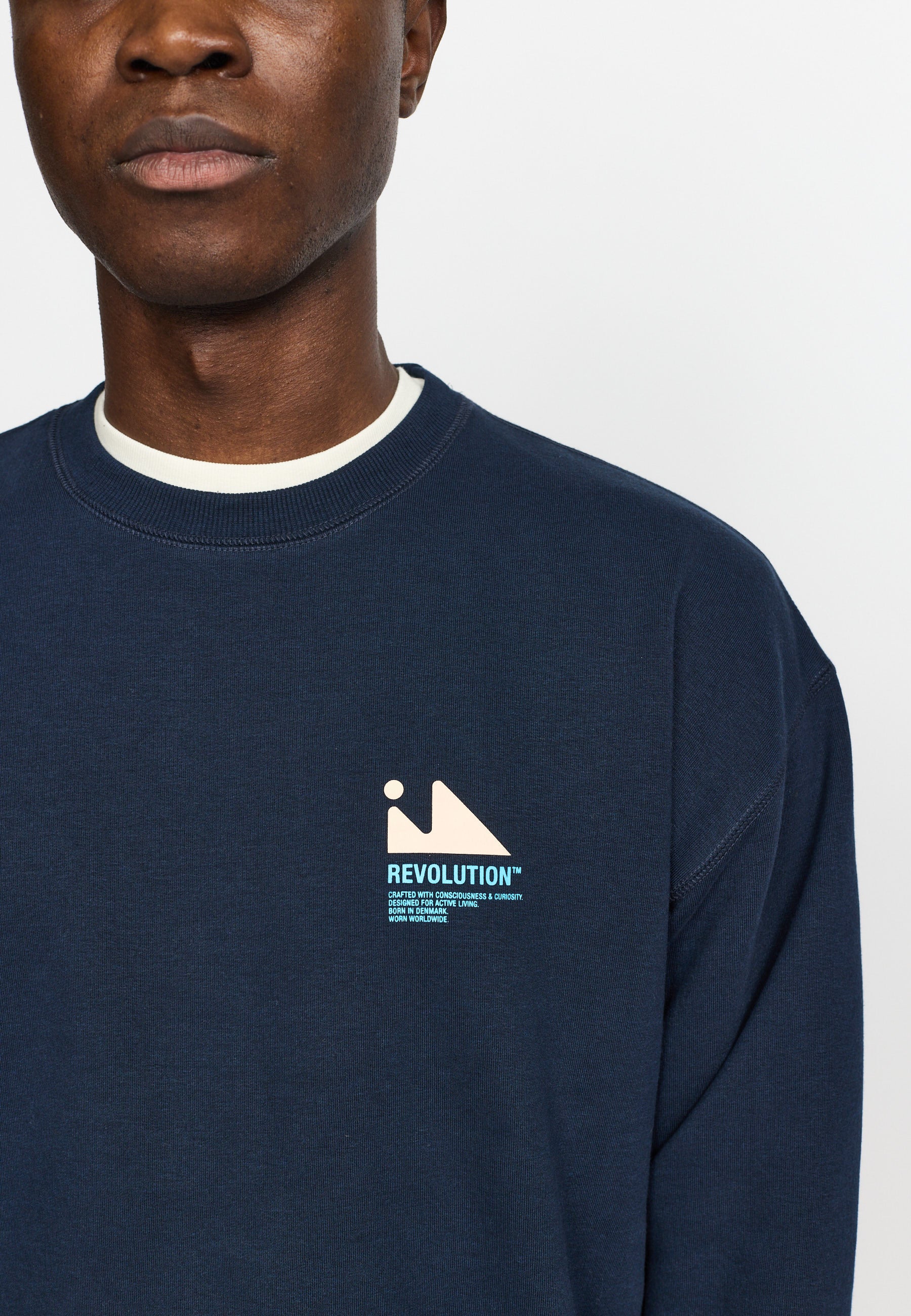 Revolution Printed Crewneck Sweatshirts Navy