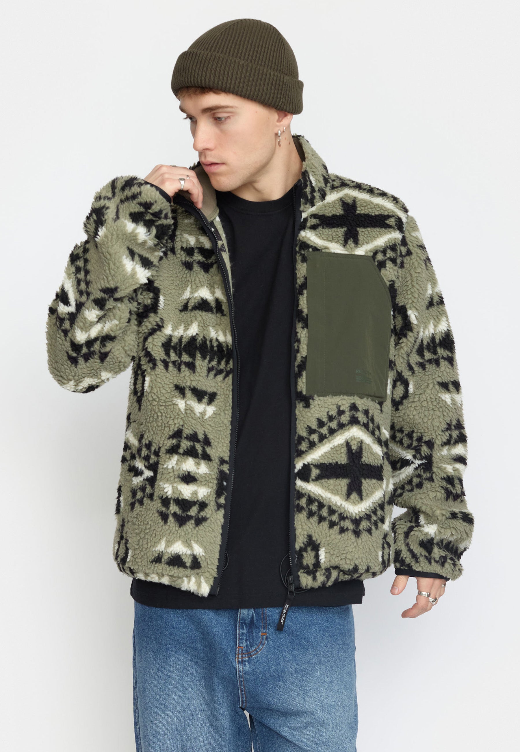 Revolution Printed Pocket Teddy Fleece Lightgreen