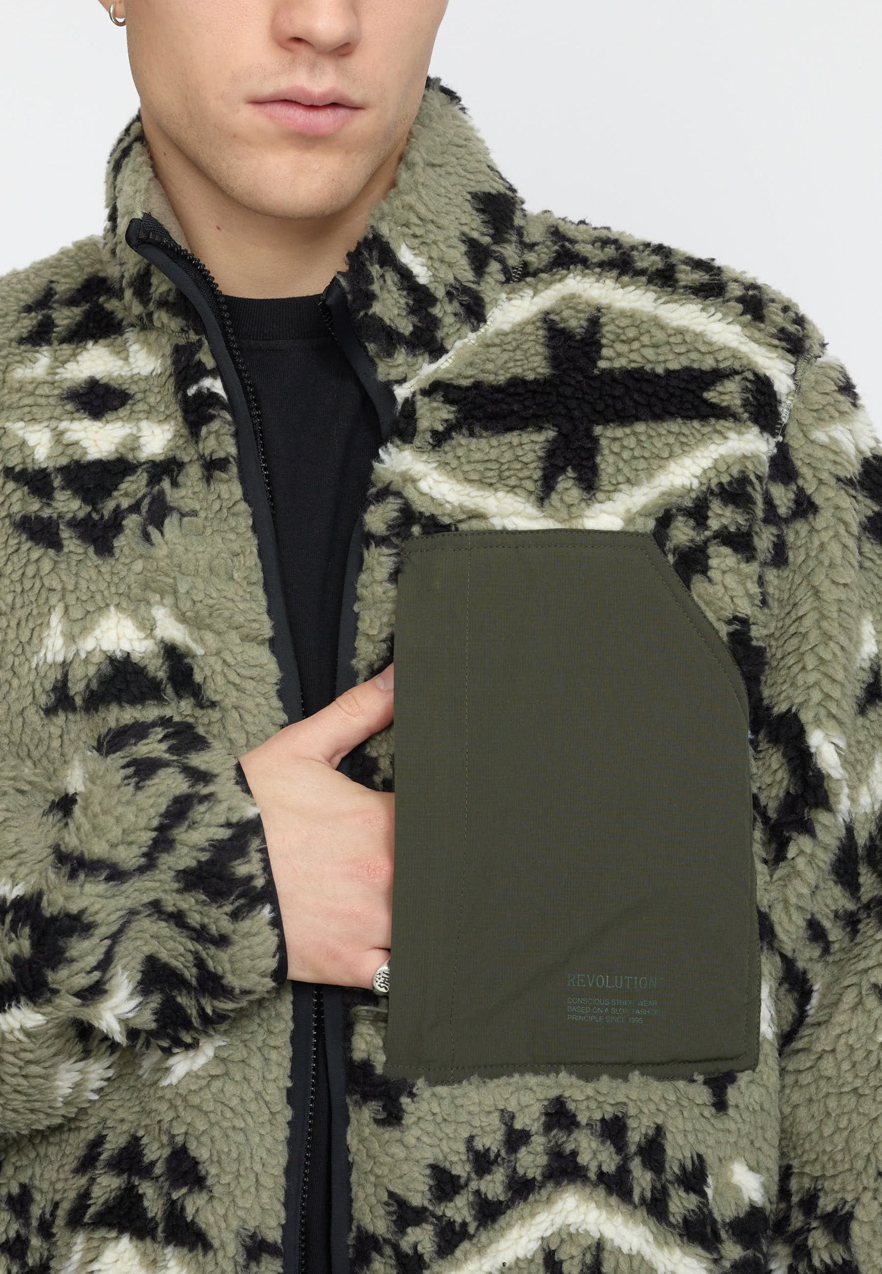 Revolution Printed Pocket Teddy Fleece Lightgreen