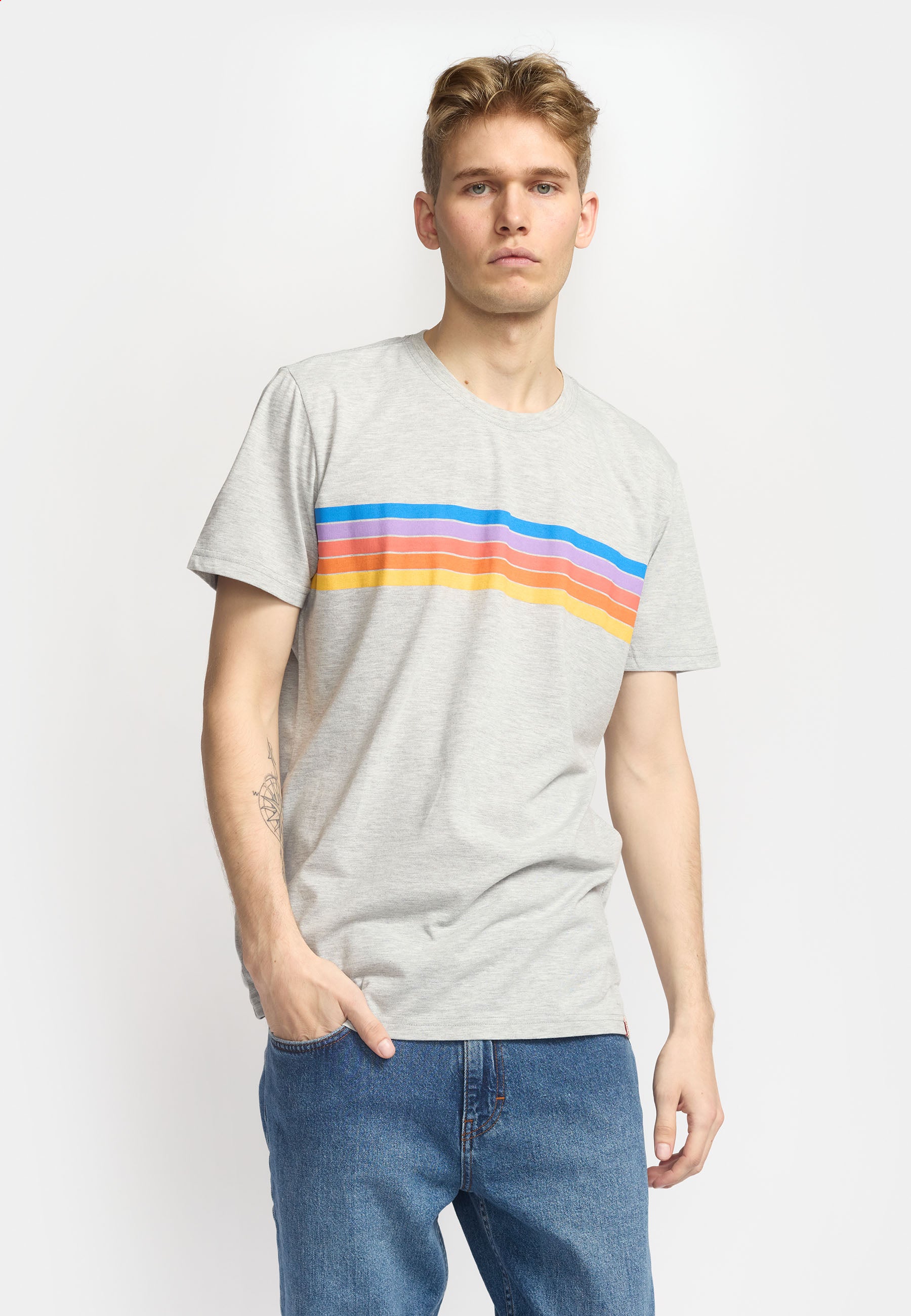 Revolution Printed T-shirt T-Shirts Grey-melange