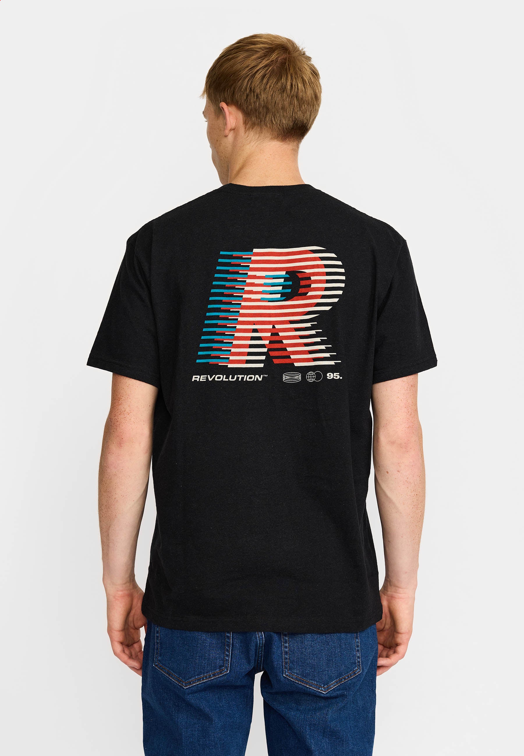 Revolution Printed T-shirt T-Shirts Black-melange