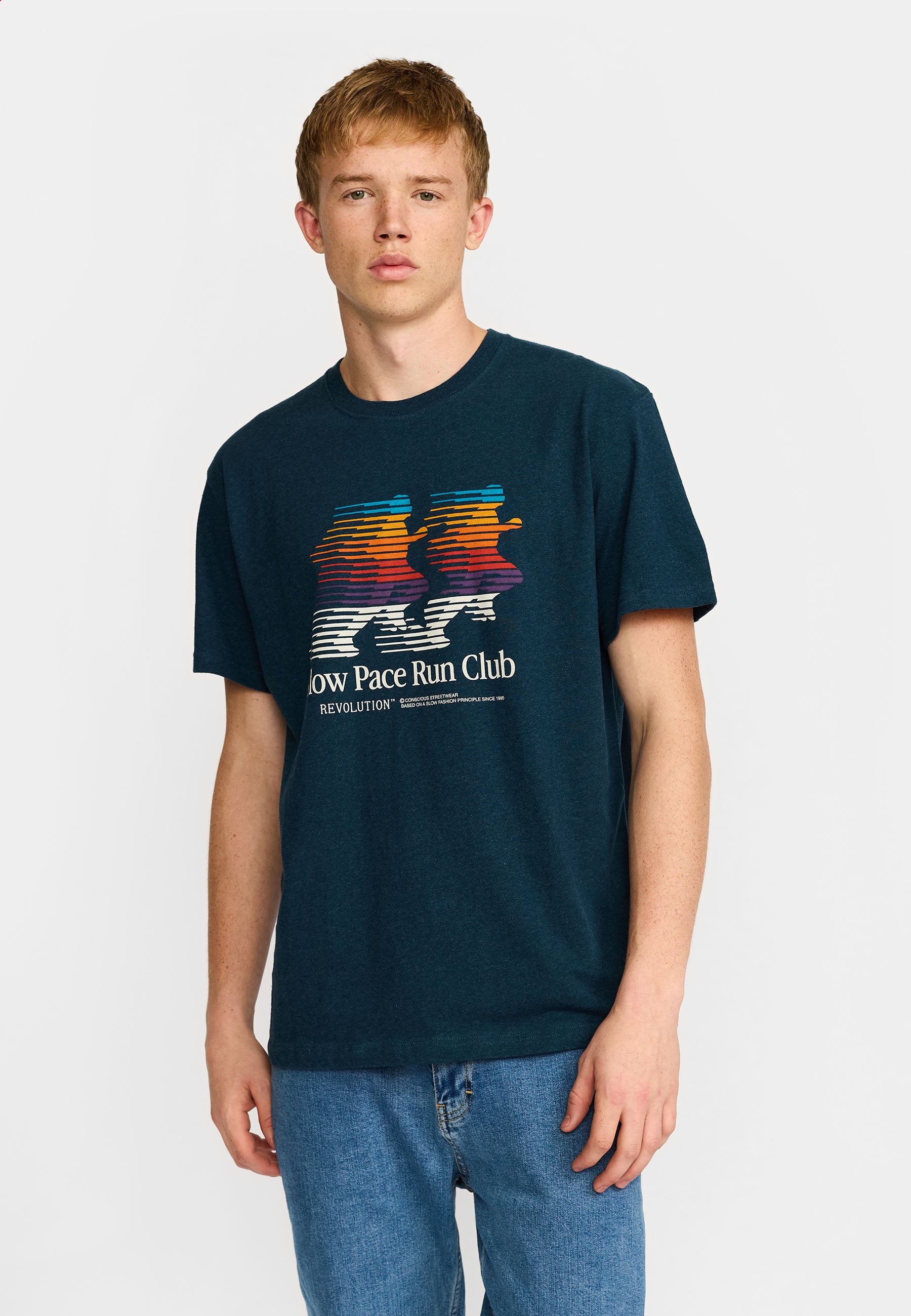 Revolution Printed T-shirt T-Shirts Black-melange