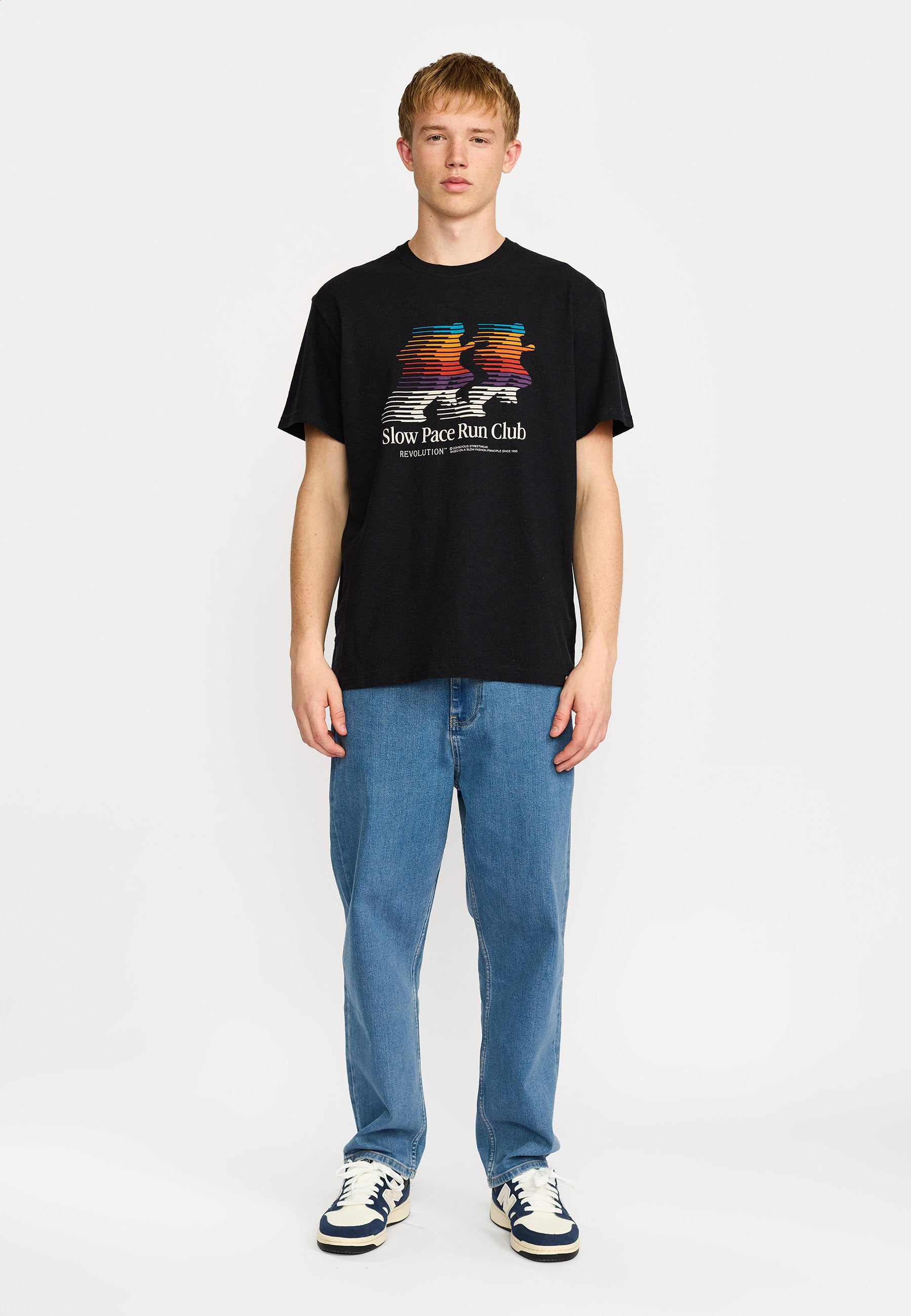 Revolution Printed T-shirt T-Shirts Black-melange