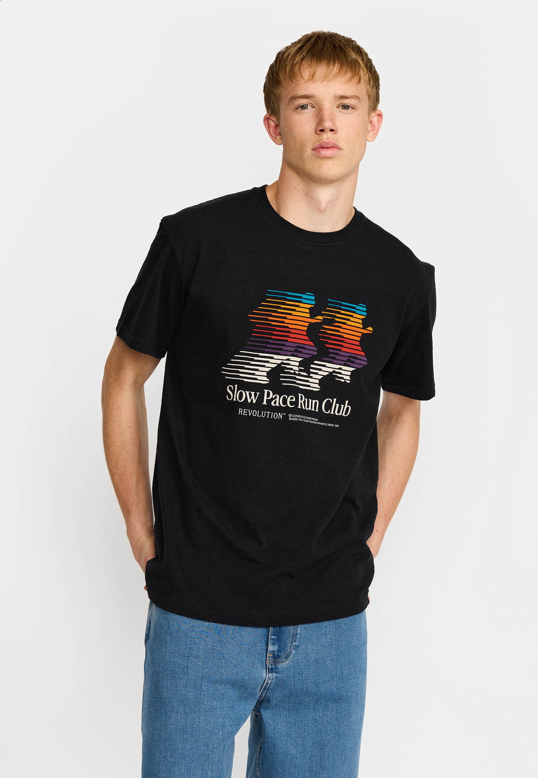 Revolution Printed T-shirt T-Shirts Black-melange