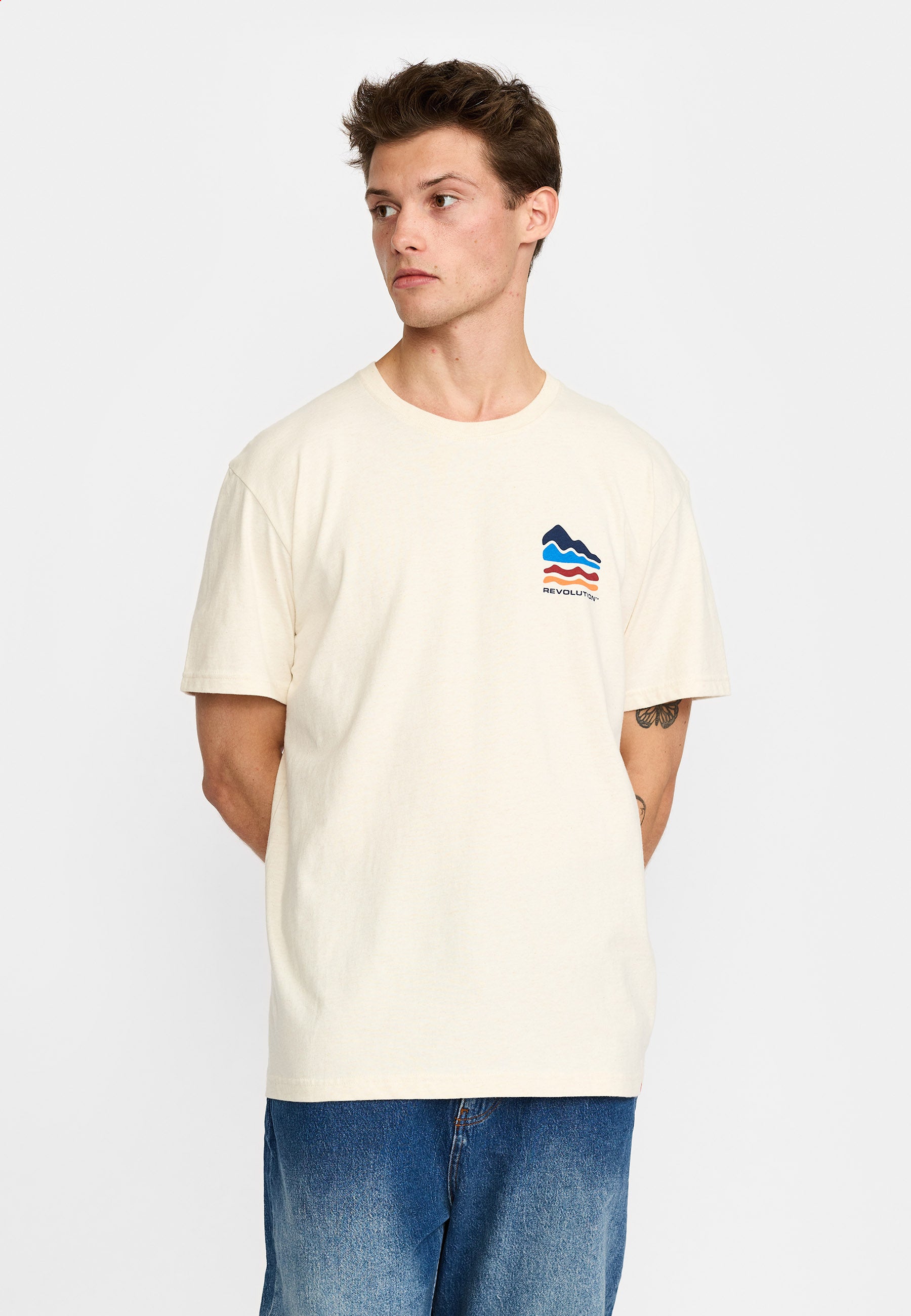 Revolution Printed T-shirt T-Shirts Offwhite-melange