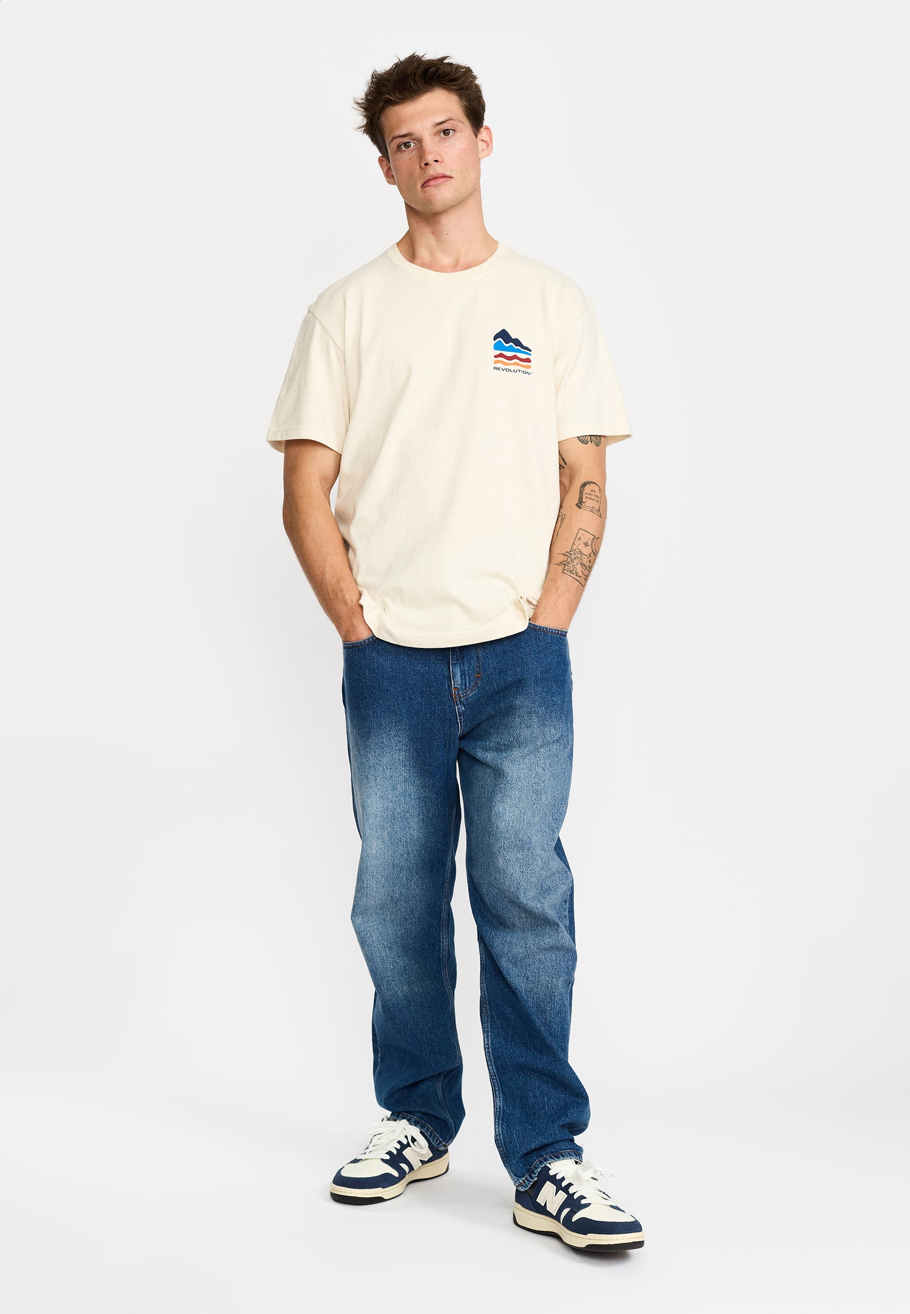 Revolution Printed T-shirt T-Shirts Offwhite-melange