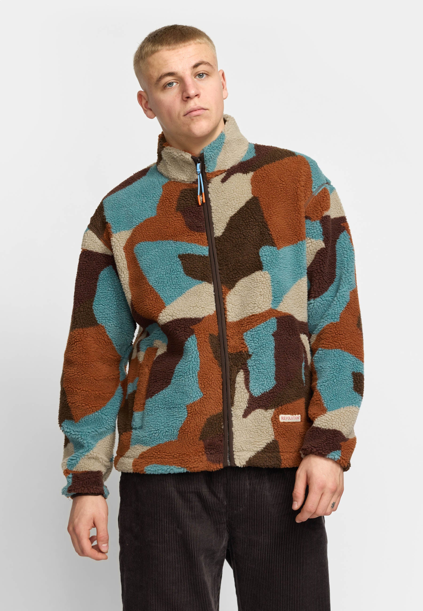 Revolution Printed Teddy Jacket Fleece Brown