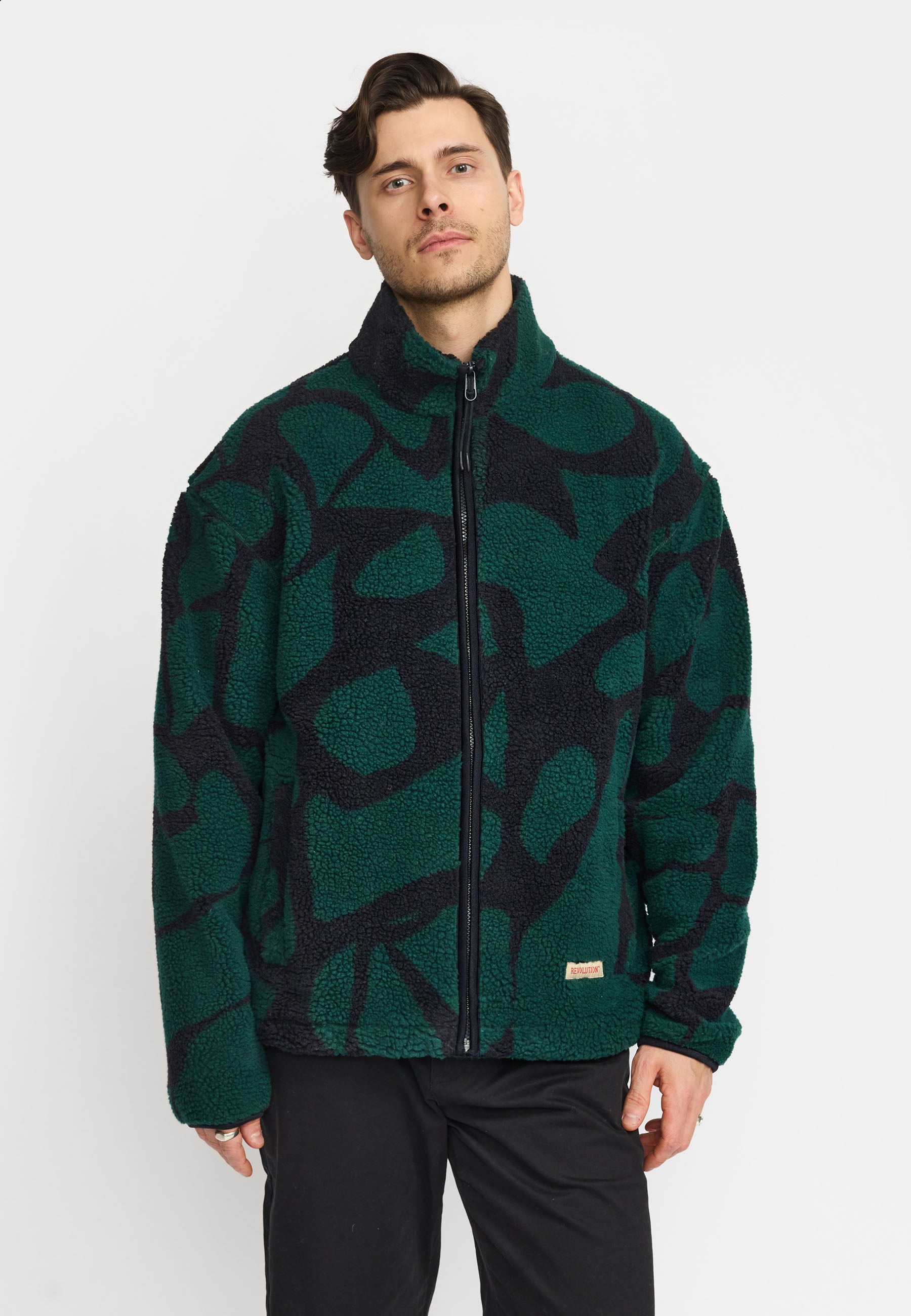 Revolution Printed Teddy Jacket Fleece Darkgreen