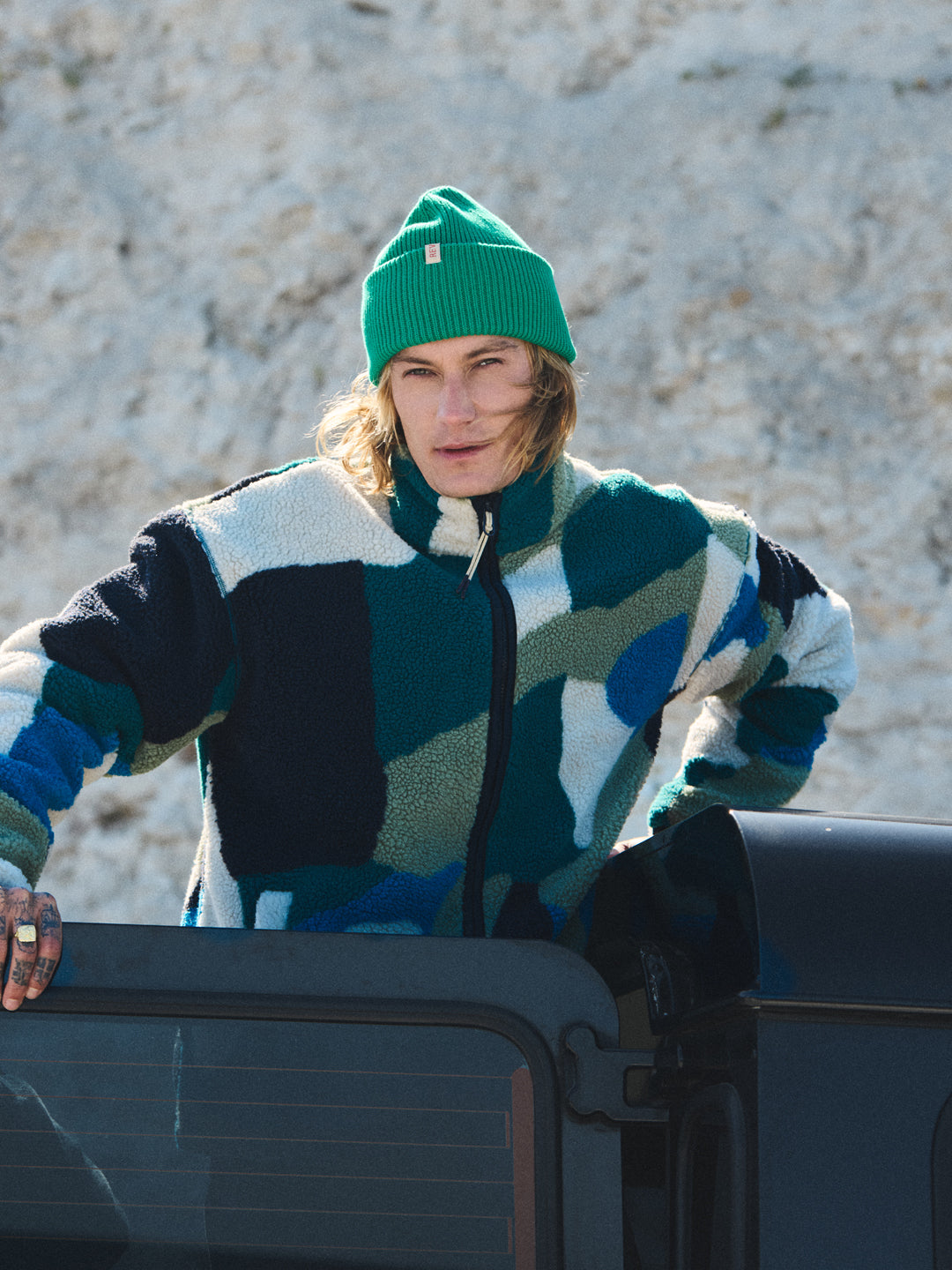 Revolution Printed Teddy Jacket Fleece Green