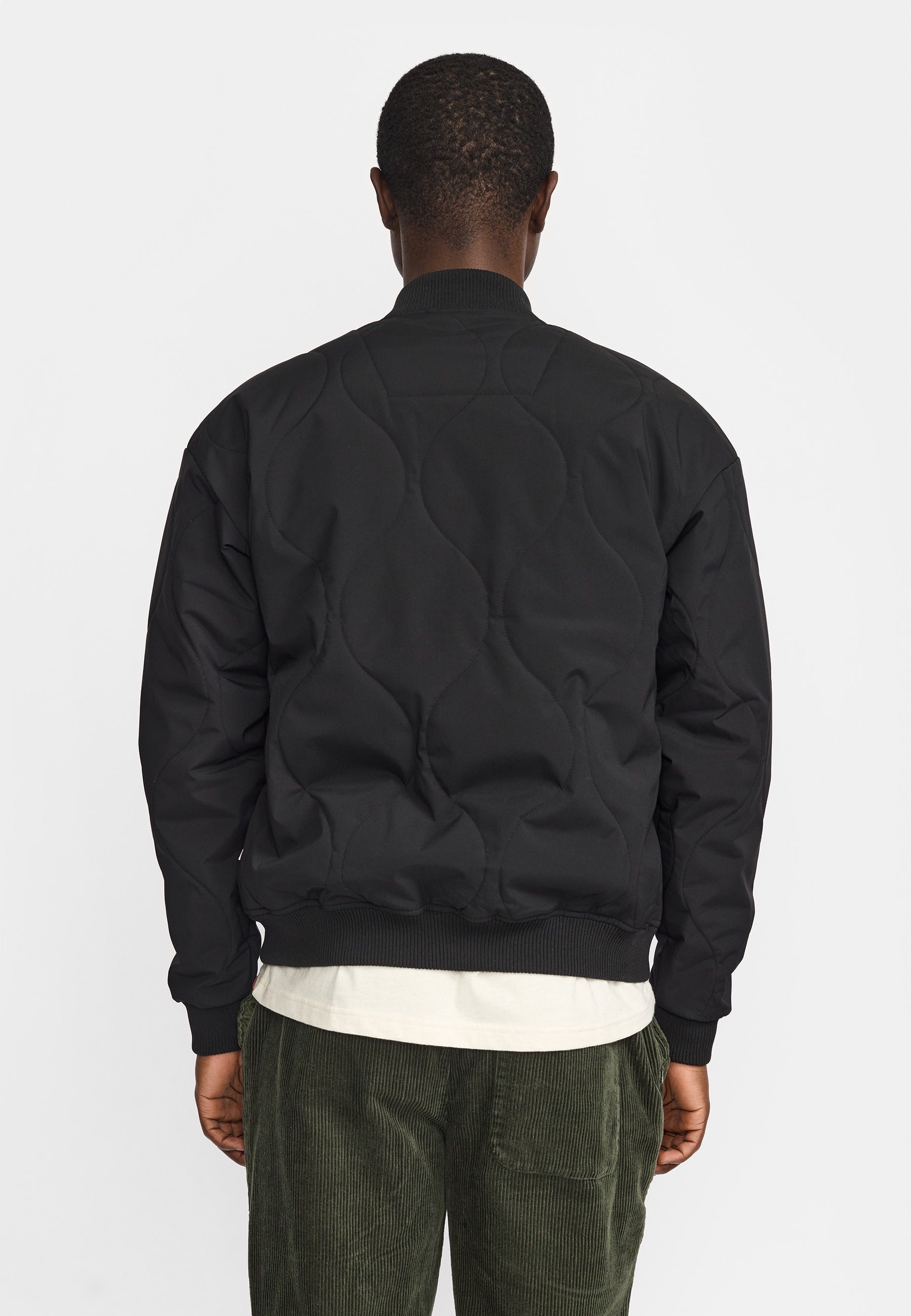 Revolution Quilted Bomber Jacket Winter Outerwear Black