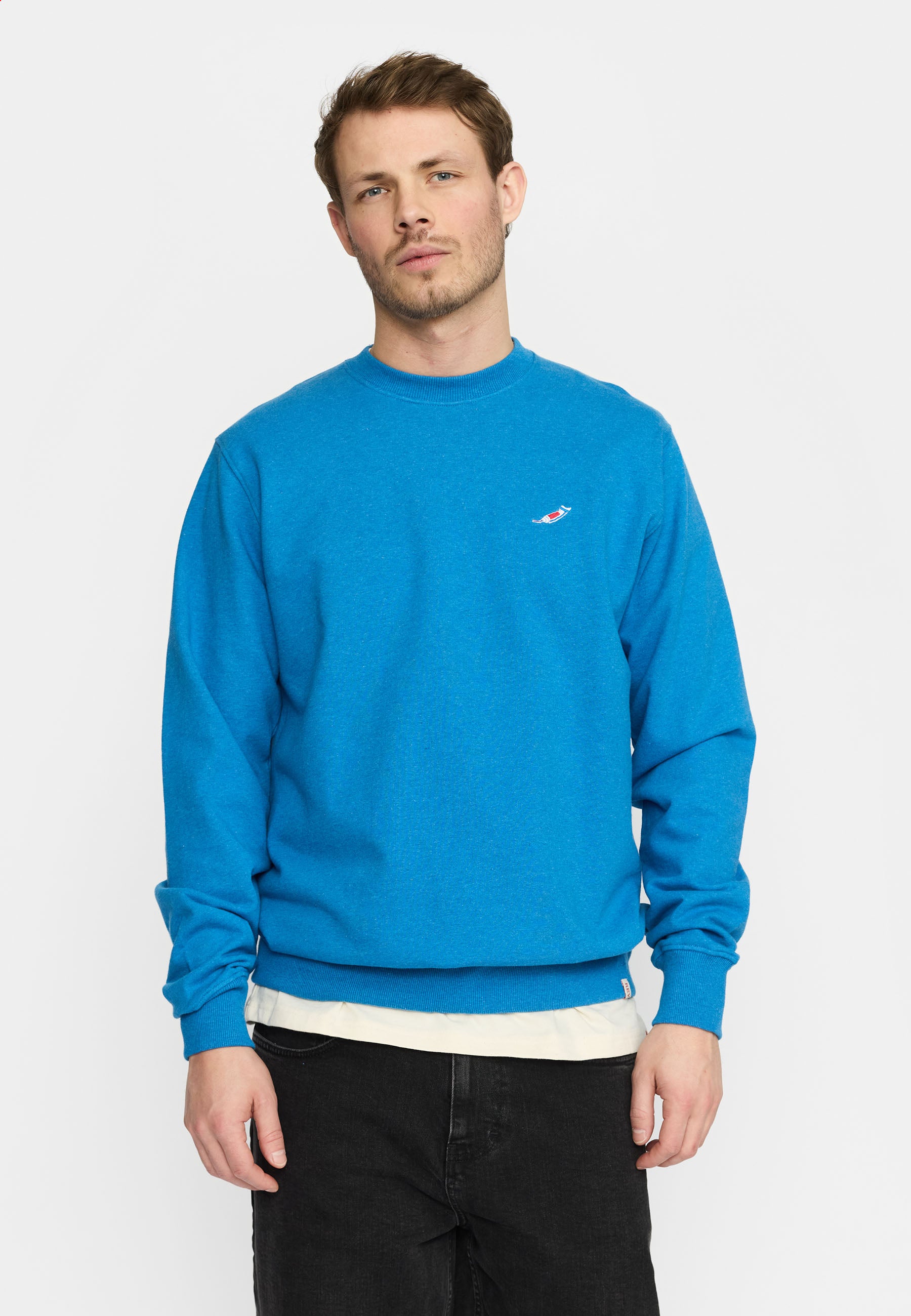 Revolution Regular Crewneck Sweatshirts Blue-melange