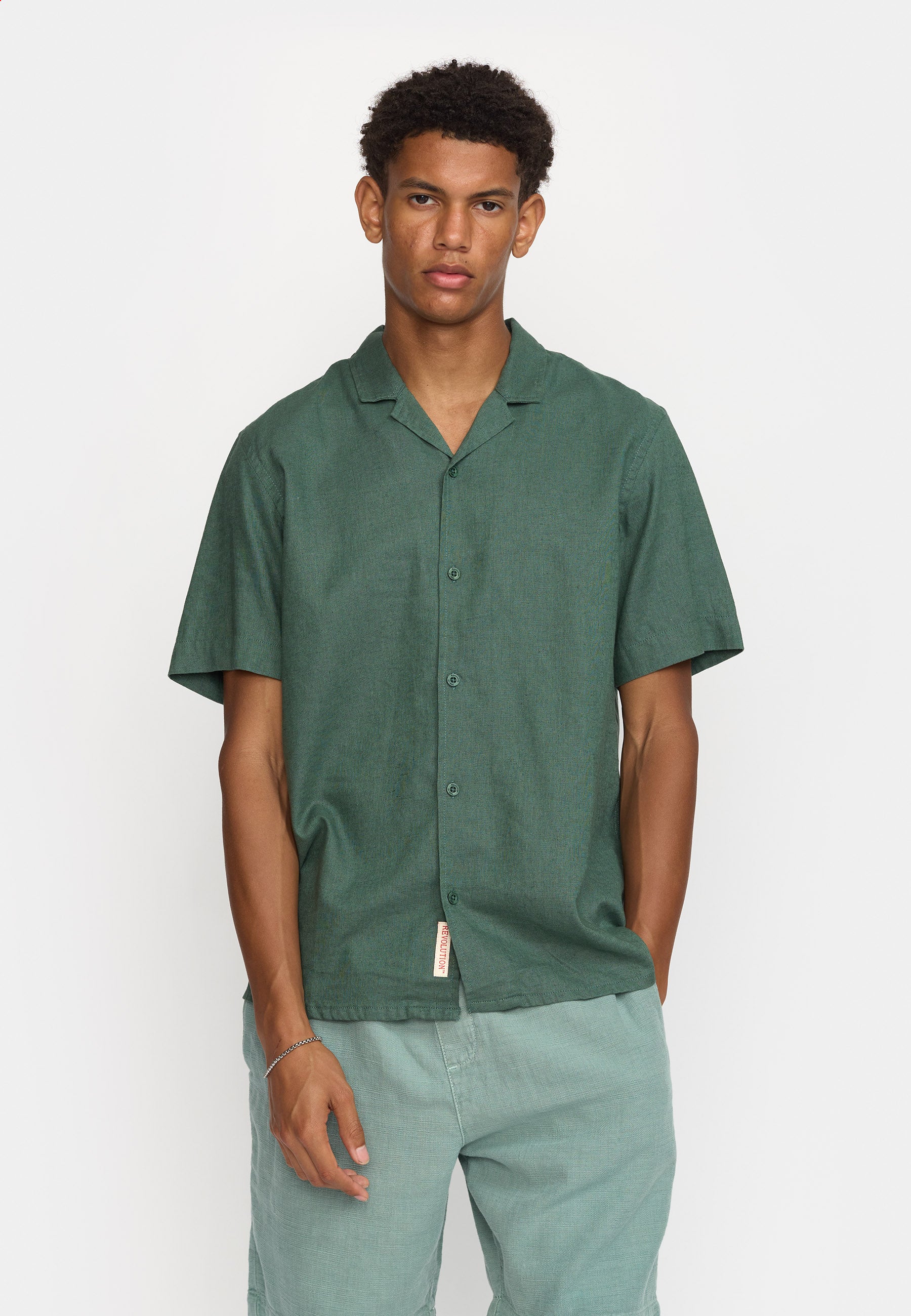 Revolution Short-sleeved Cuban Shirt Short-sleeve shirts Dustgreen