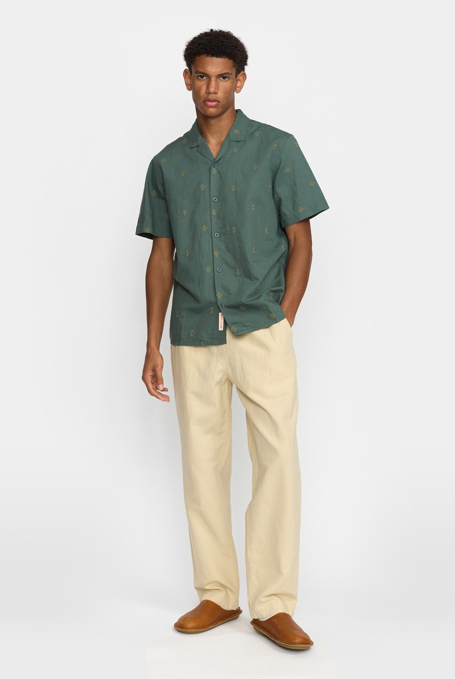 Revolution Short-sleeved Cuban Shirt Short-sleeve shirts Dustgreen