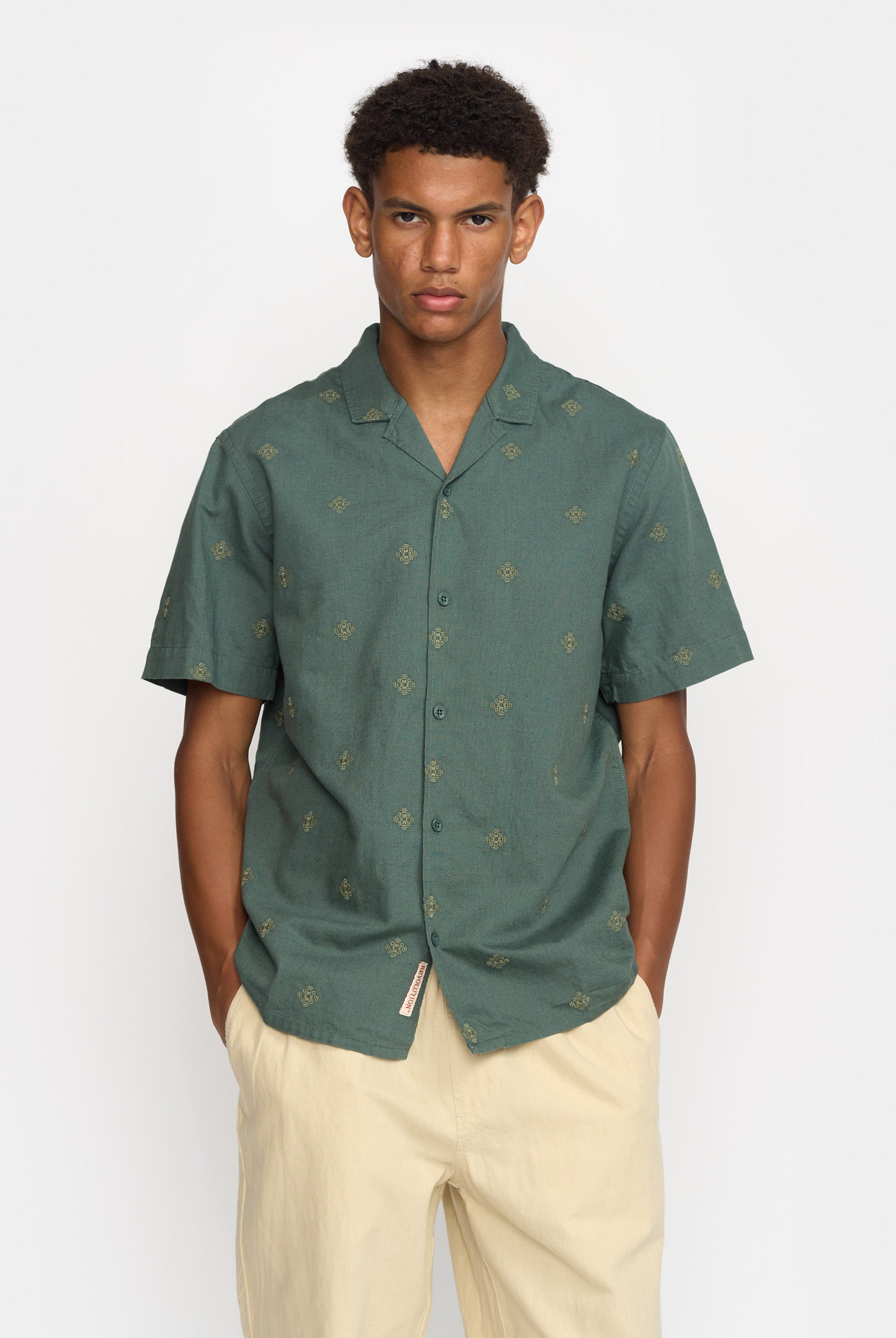 Revolution Short-sleeved Cuban Shirt Short-sleeve shirts Dustgreen