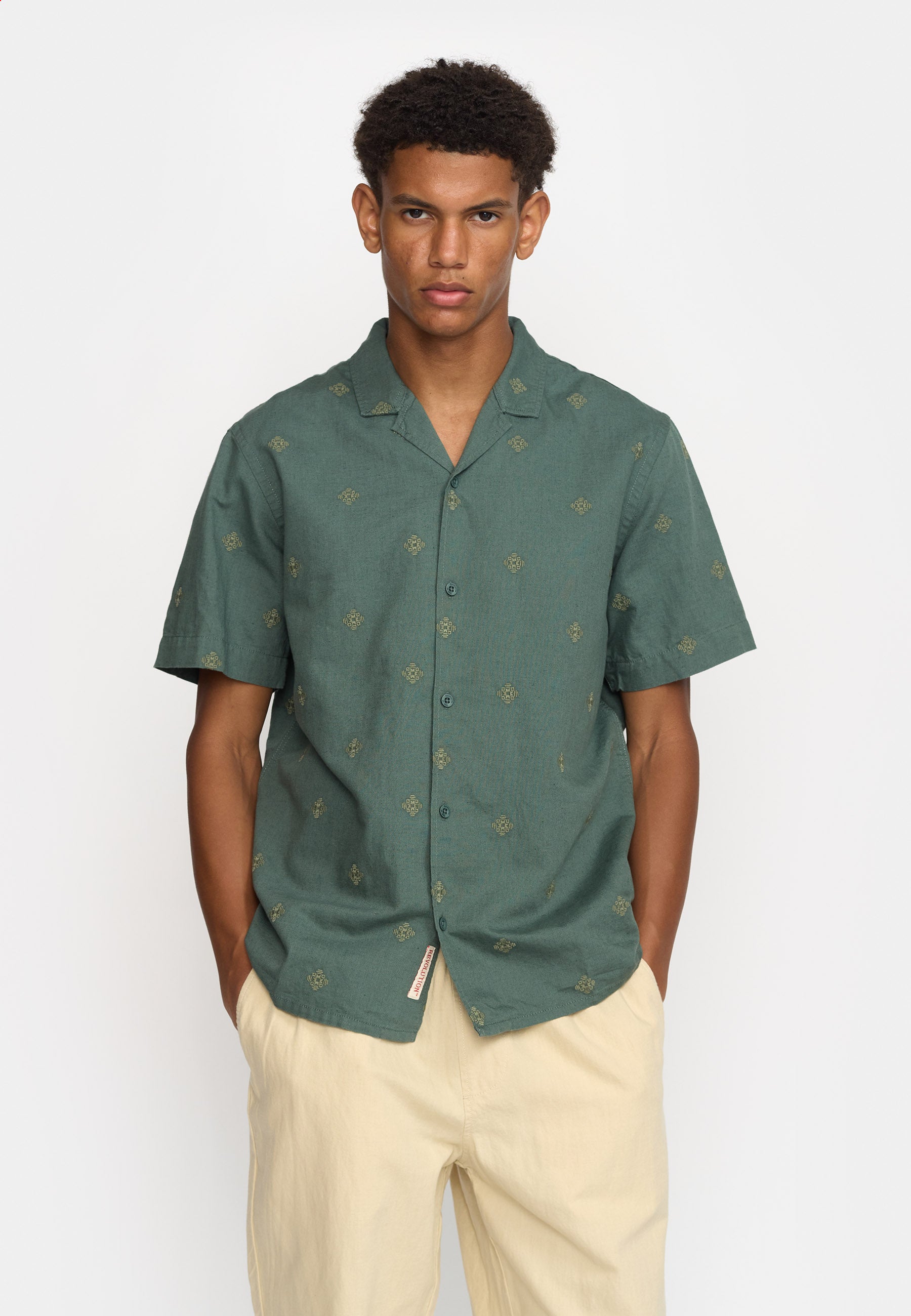 Revolution Short-sleeved Cuban Shirt Short-sleeve shirts Dustgreen