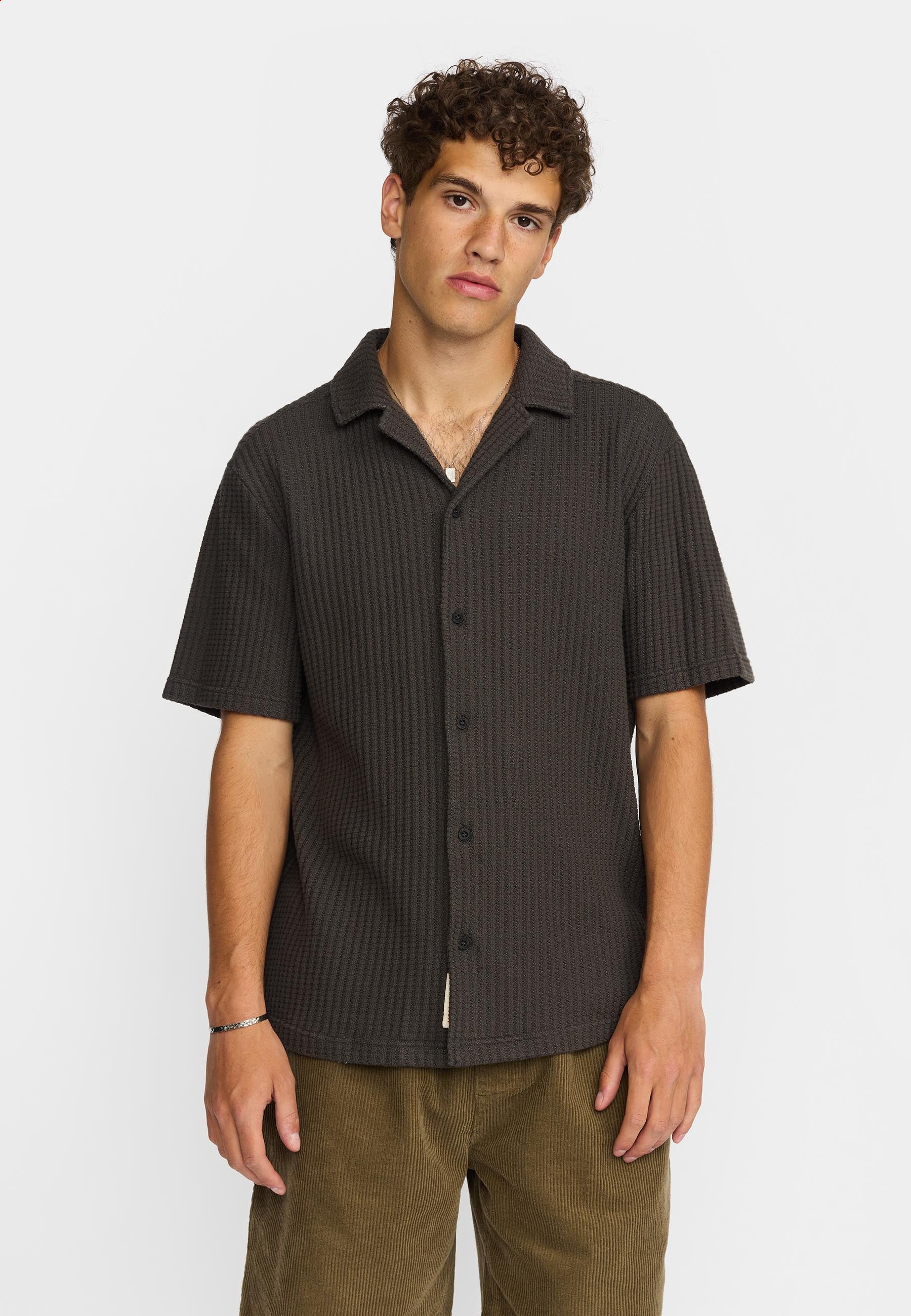 Revolution Short-sleeved Cuban Shirt Short-sleeve shirts Darkgrey