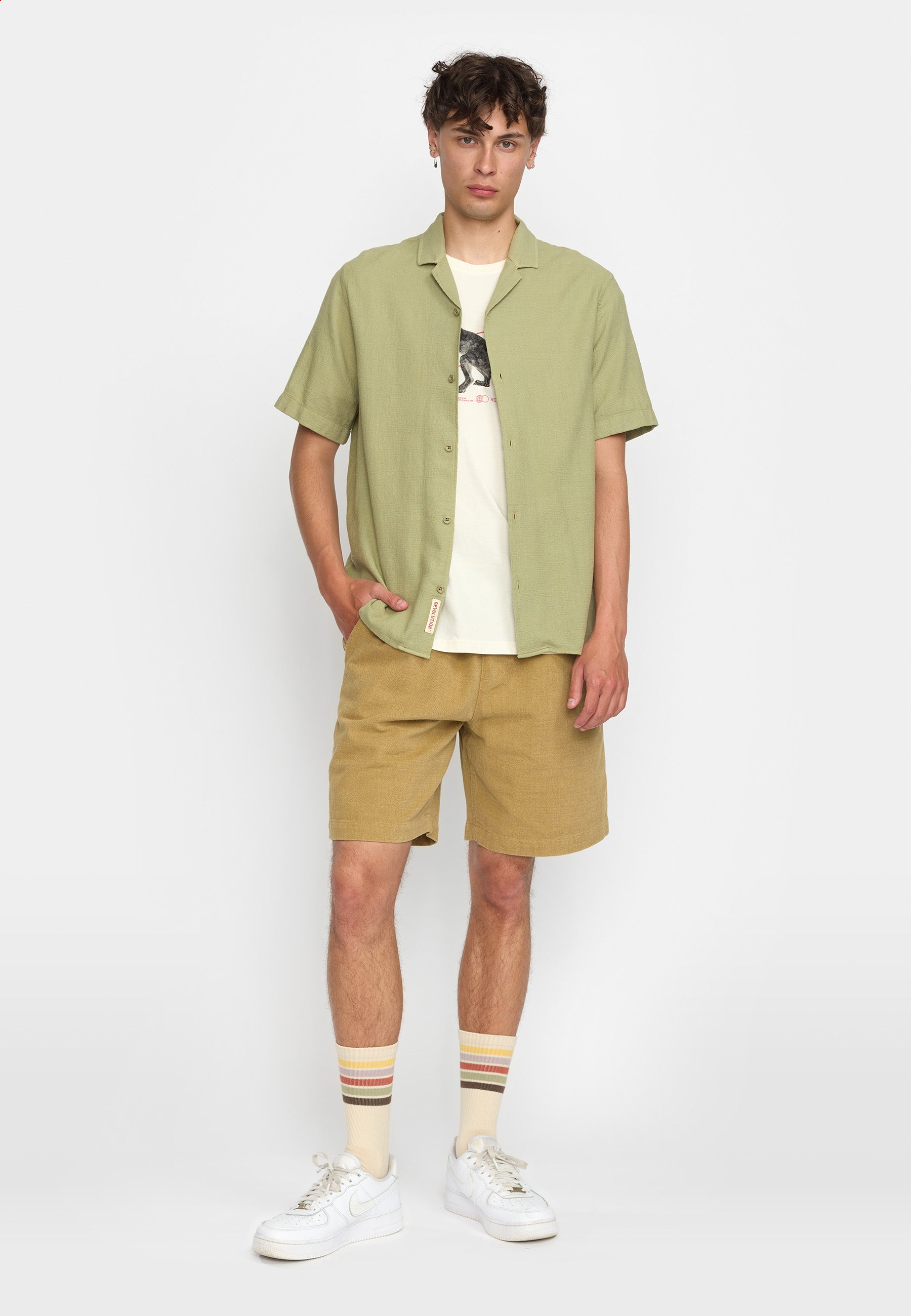 Revolution Short-sleeved Cuban Shirt Short-sleeve shirts Lightgreen