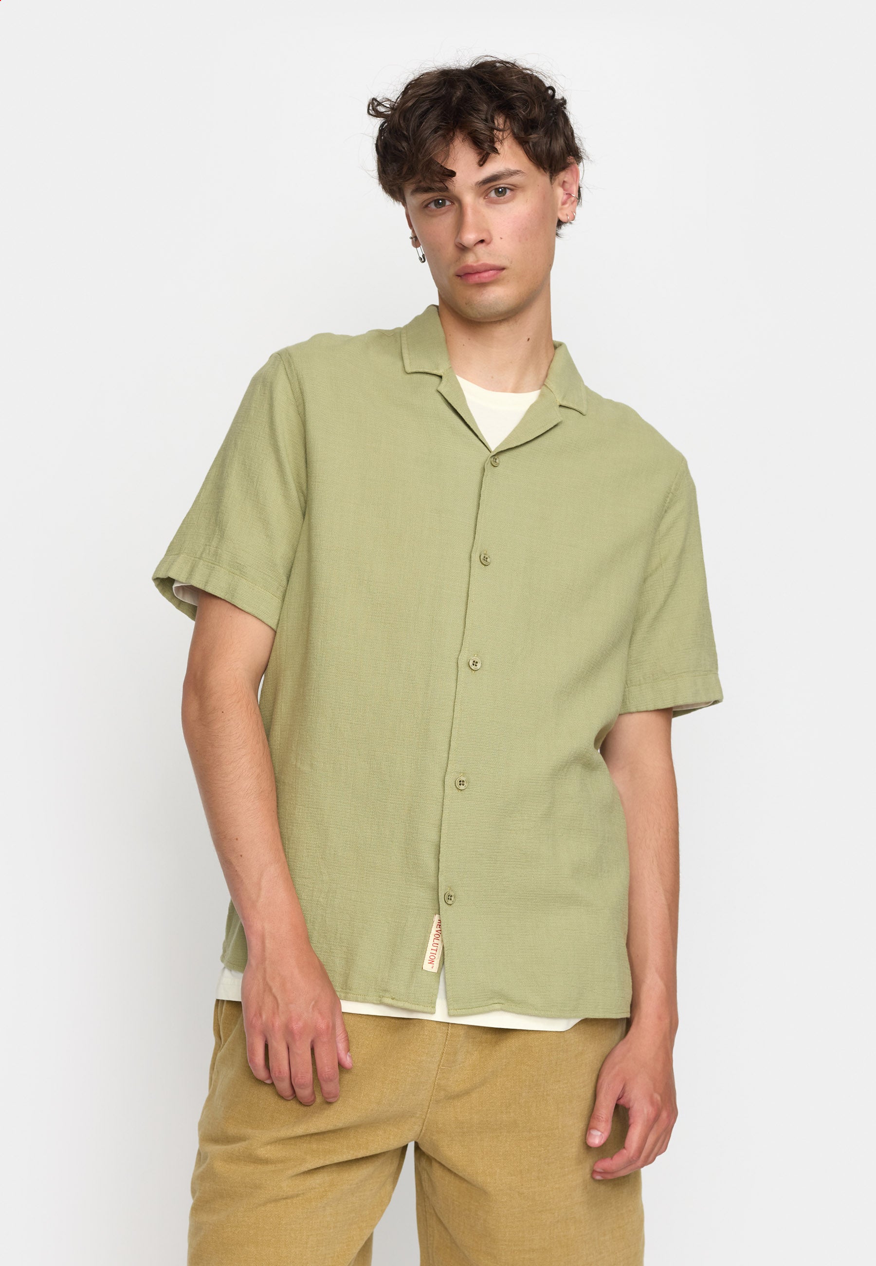 Revolution Short-sleeved Cuban Shirt Short-sleeve shirts Lightgreen