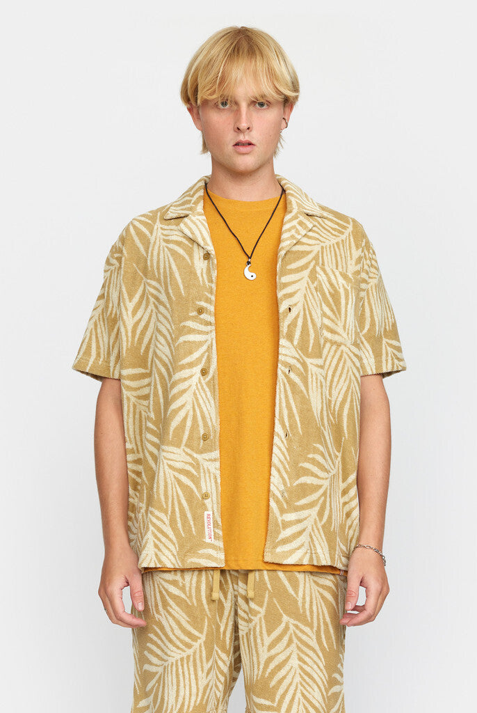 Revolution Terry Cuban Shirt Short-sleeve shirts Khaki