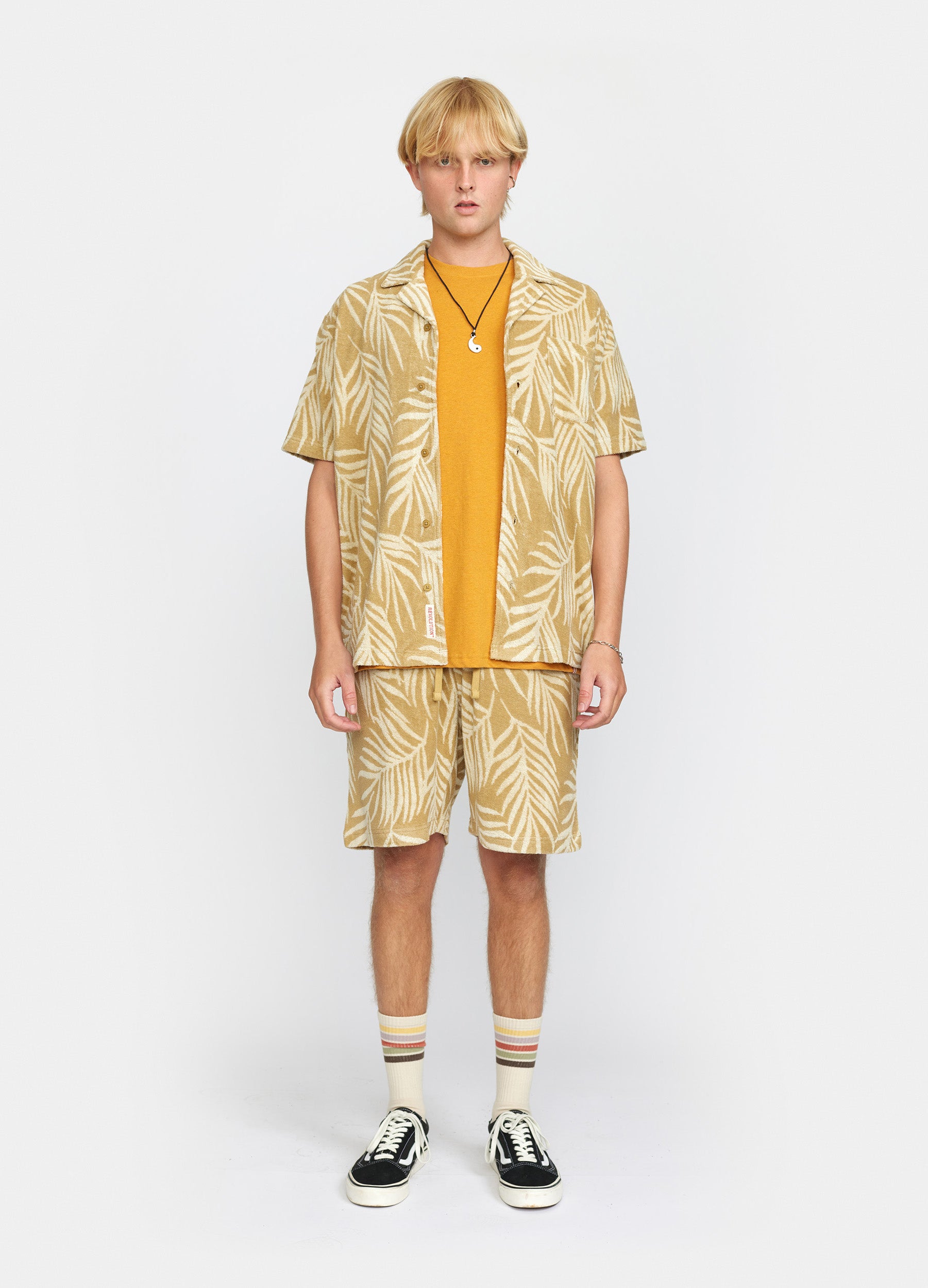 Revolution Terry Cuban Shirt Short-sleeve shirts Khaki