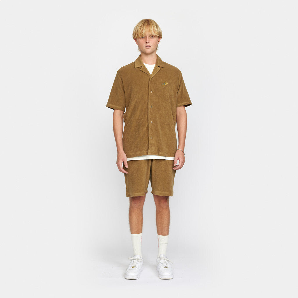 Revolution Terry Cuban Shirt Short-sleeve shirts Darkkhaki