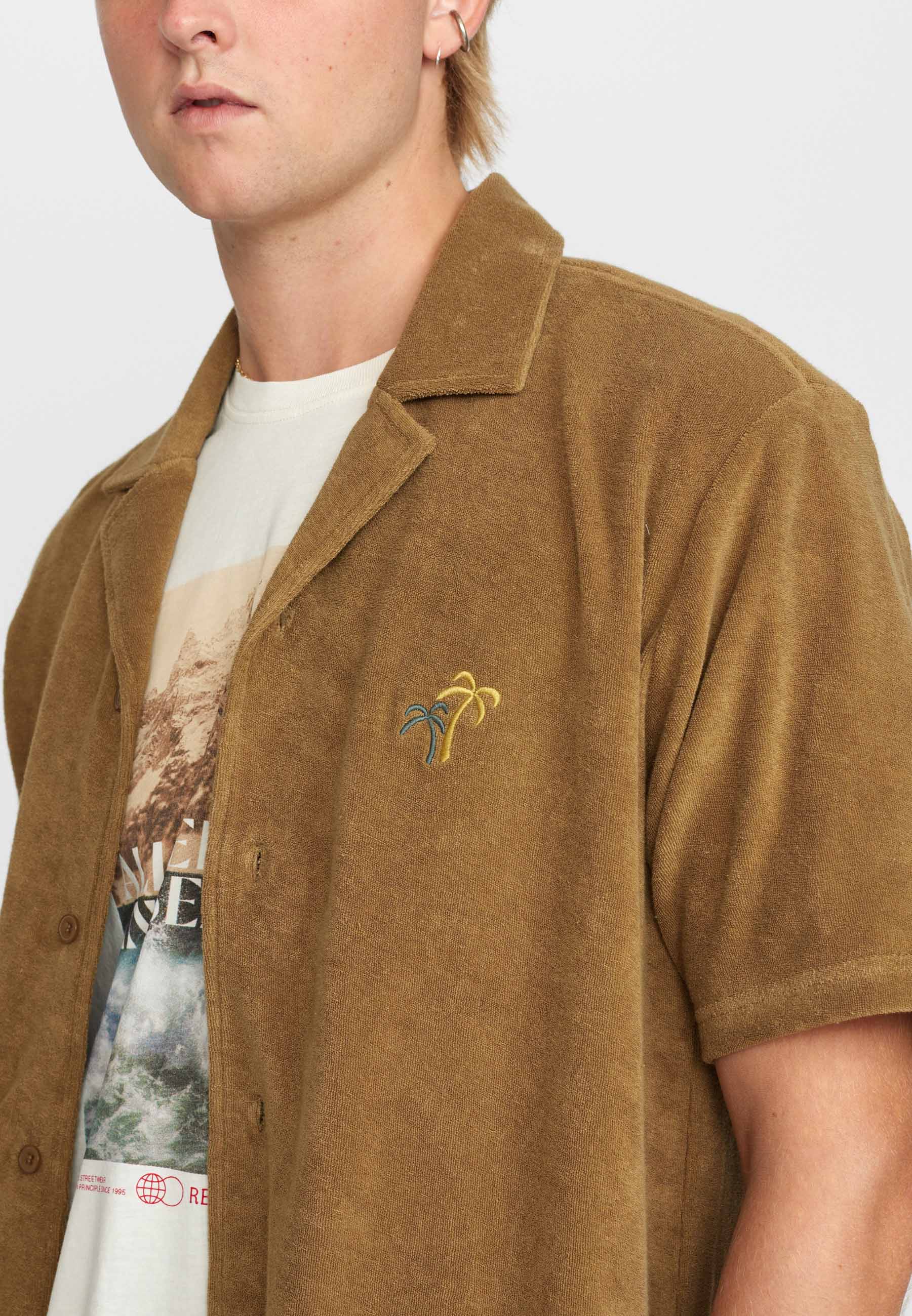Revolution Terry Cuban Shirt Short-sleeve shirts Darkkhaki
