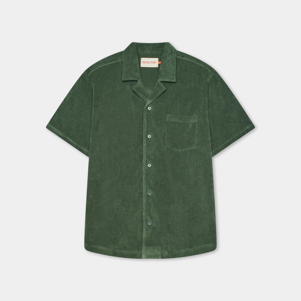 Revolution Terry Cuban Shirt Short-sleeve shirts Dustgreen