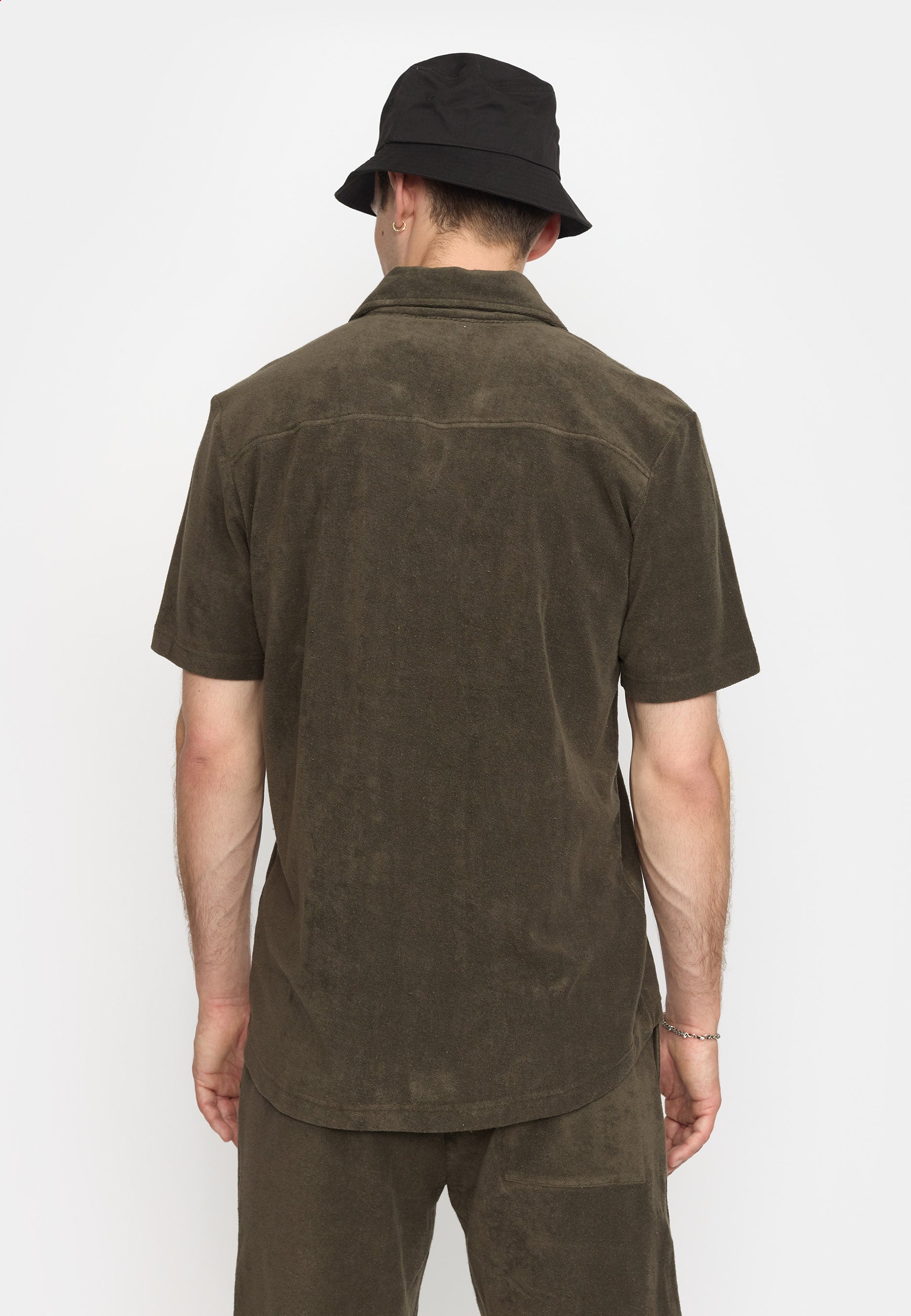 Revolution Terry Short-sleeved Cuban Shirt Short-sleeve shirts Darkbrown