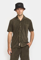 Revolution Terry Short-sleeved Cuban Shirt Short-sleeve shirts Darkbrown