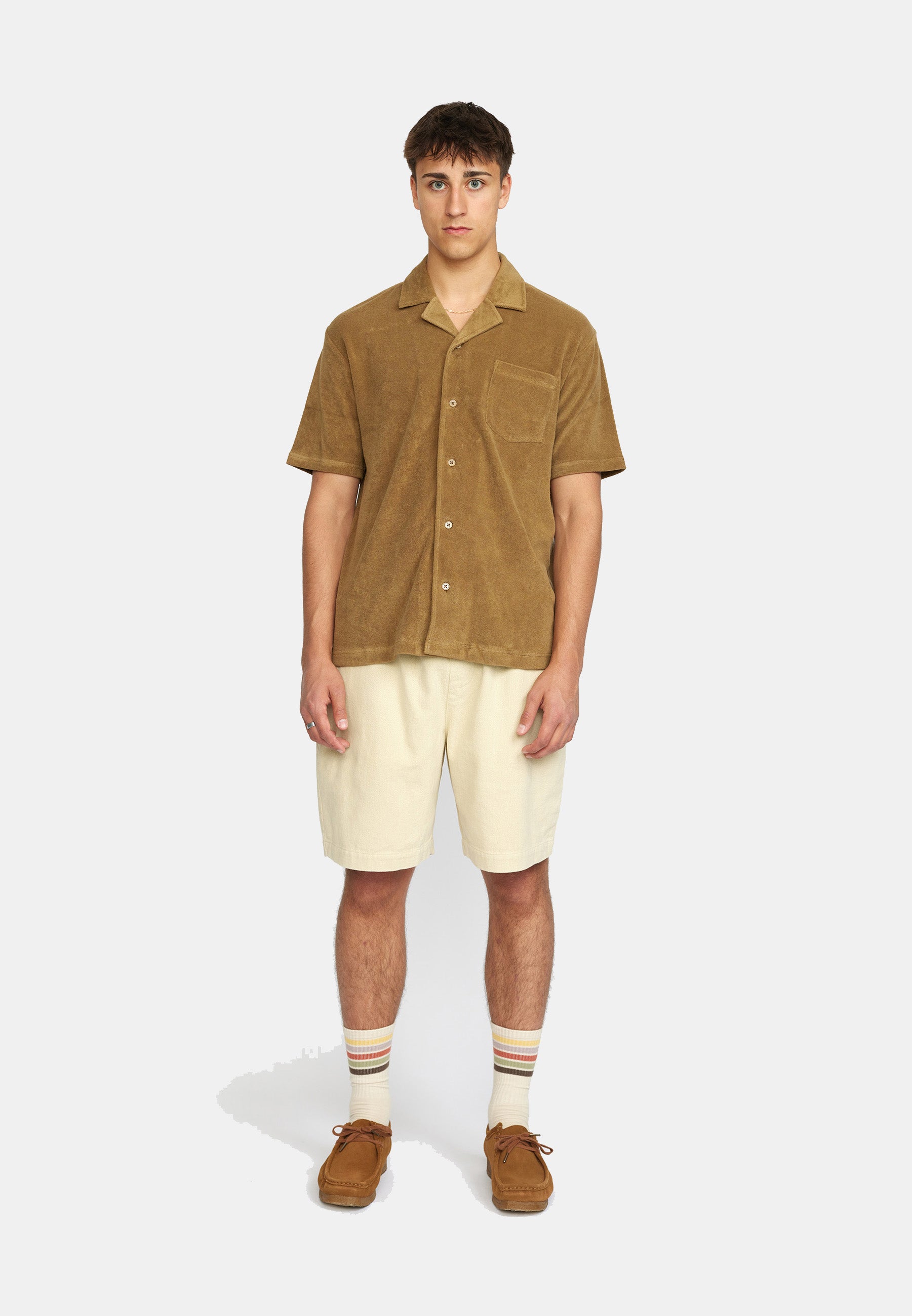 Revolution Terry Short-sleeved Cuban Shirt Short-sleeve shirts Darkkhaki