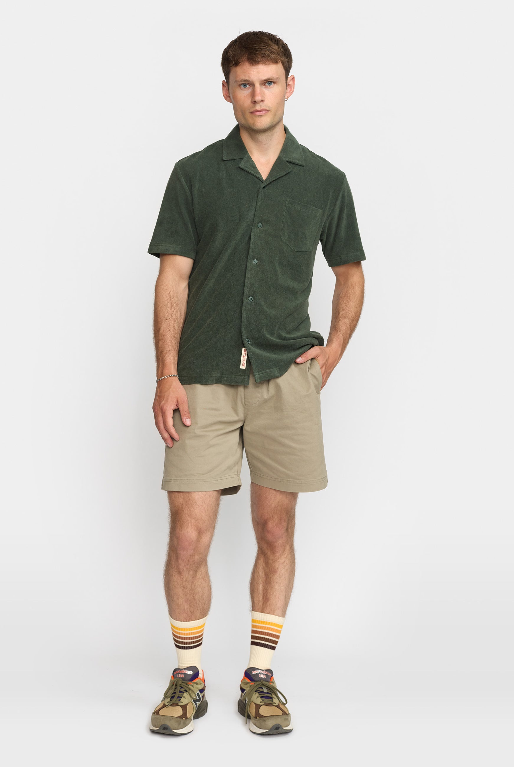 Revolution Terry Short-sleeved Cuban Shirt Short-sleeve shirts Dustgreen