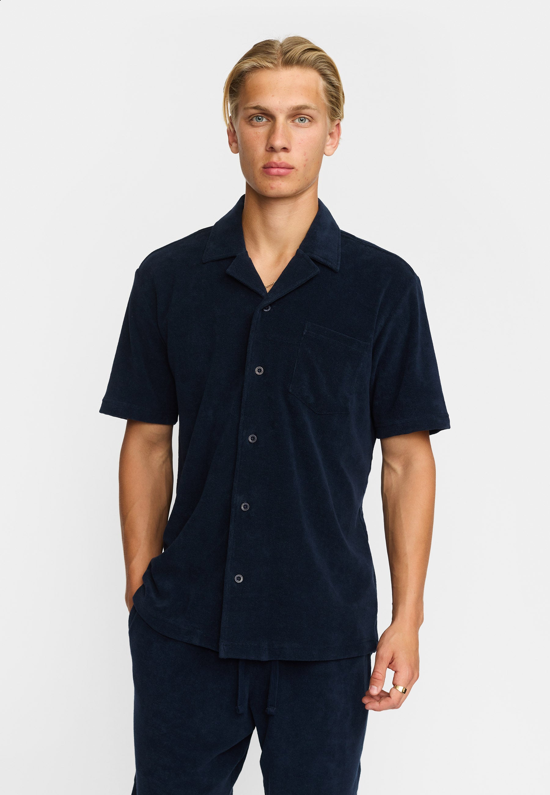 Revolution Terry Short-sleeved Cuban Shirt Short-sleeve shirts Navy