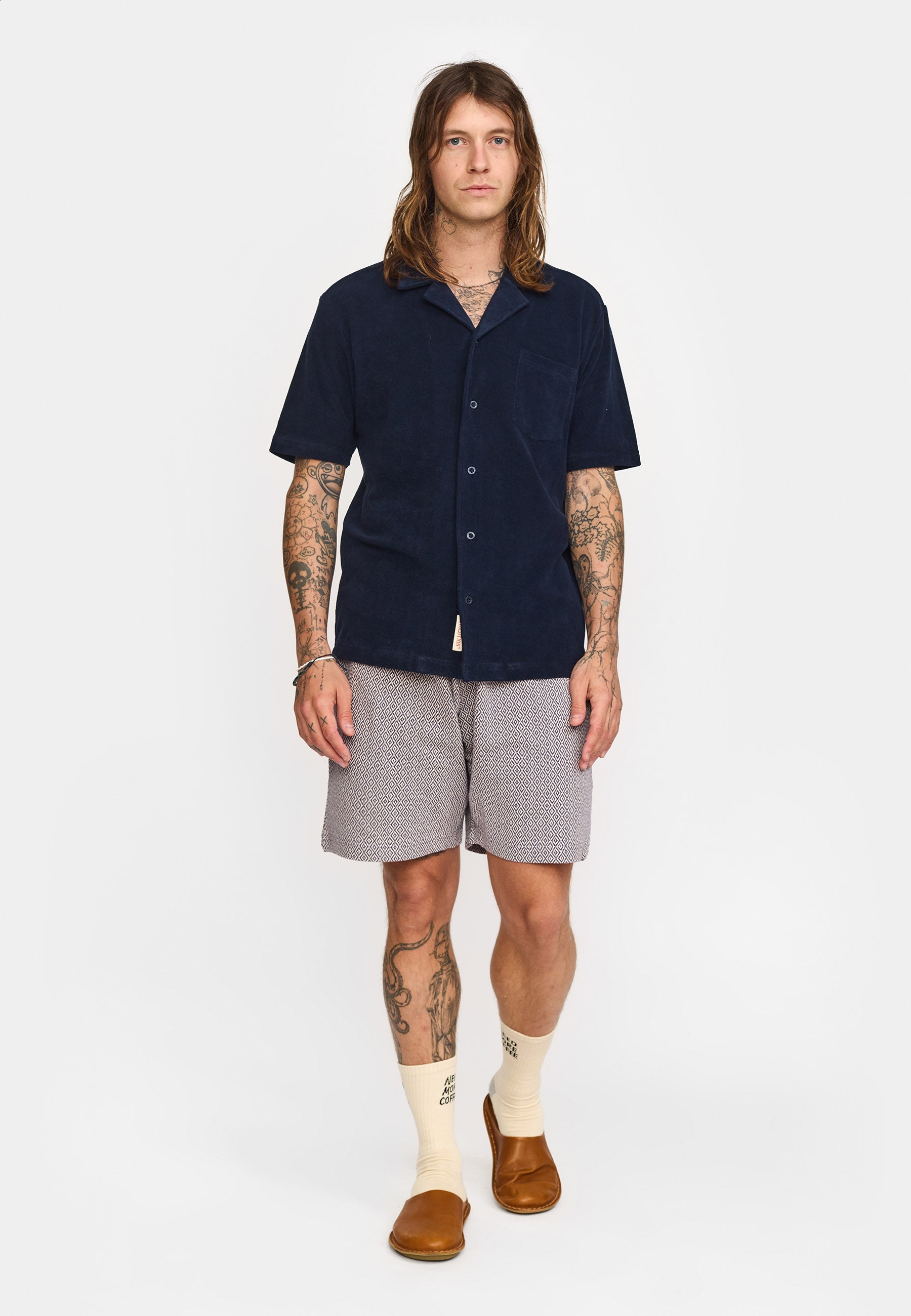Revolution Terry Short-sleeved Cuban Shirt Short-sleeve shirts Navy