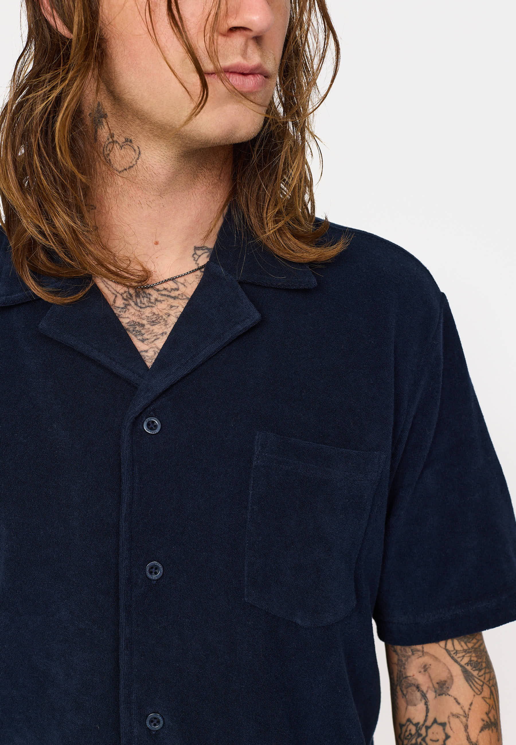 Revolution Terry Short-sleeved Cuban Shirt Short-sleeve shirts Navy