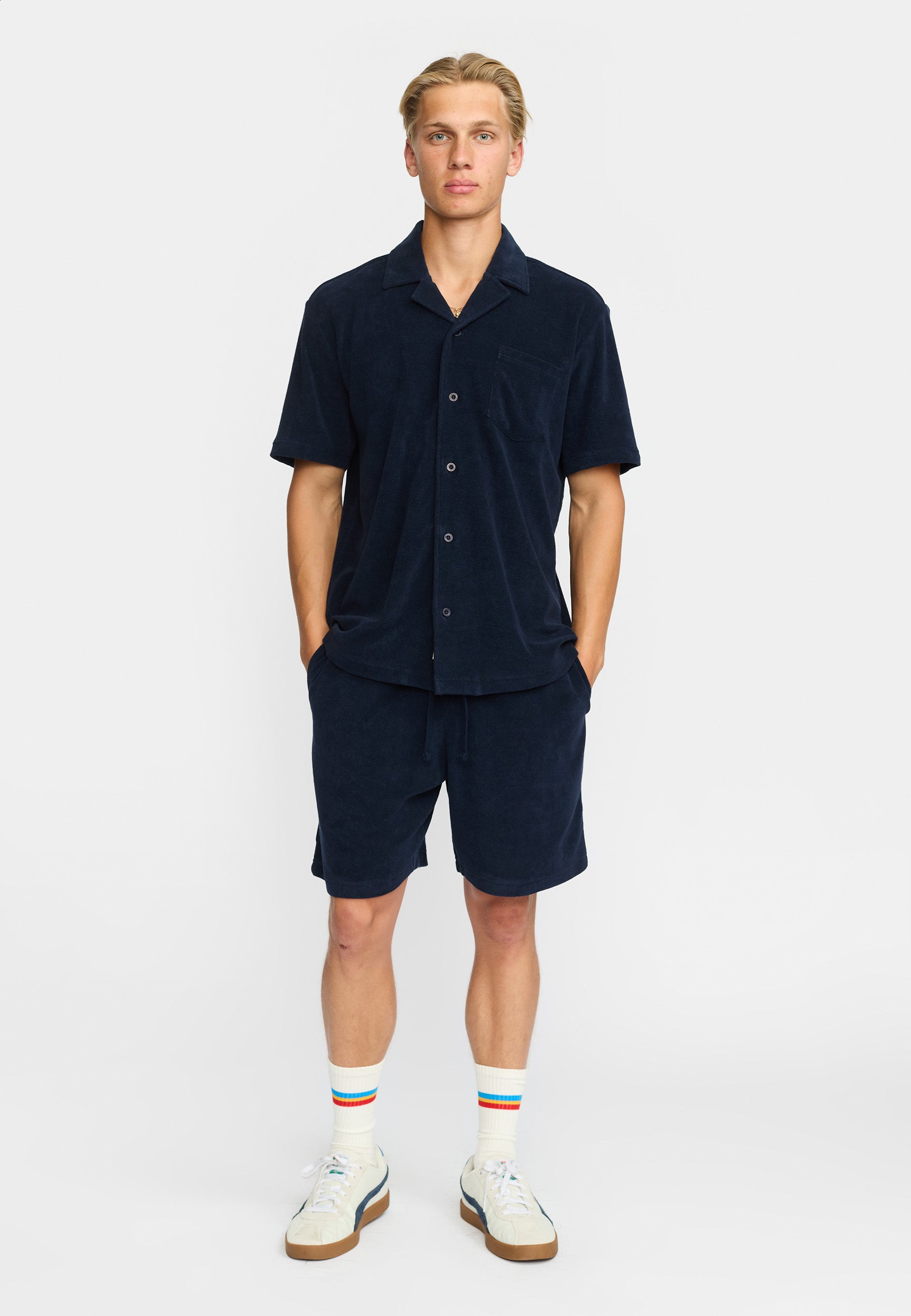 Revolution Terry Short-sleeved Cuban Shirt Short-sleeve shirts Navy