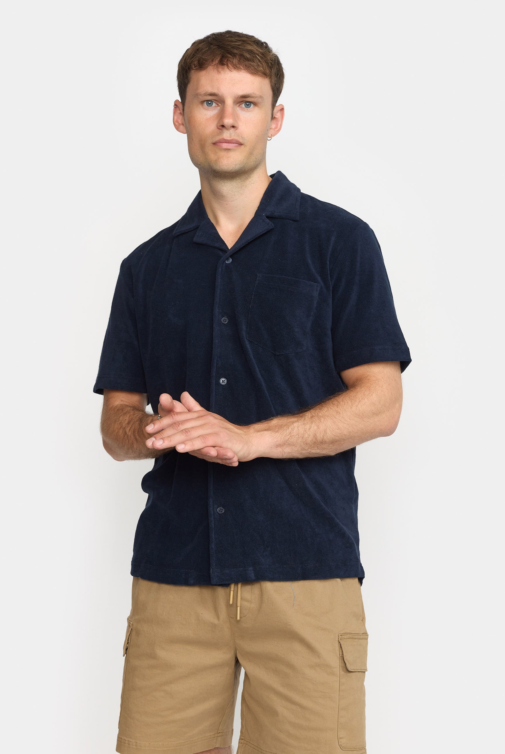 Revolution Terry Short-sleeved Cuban Shirt Short-sleeve shirts Navy