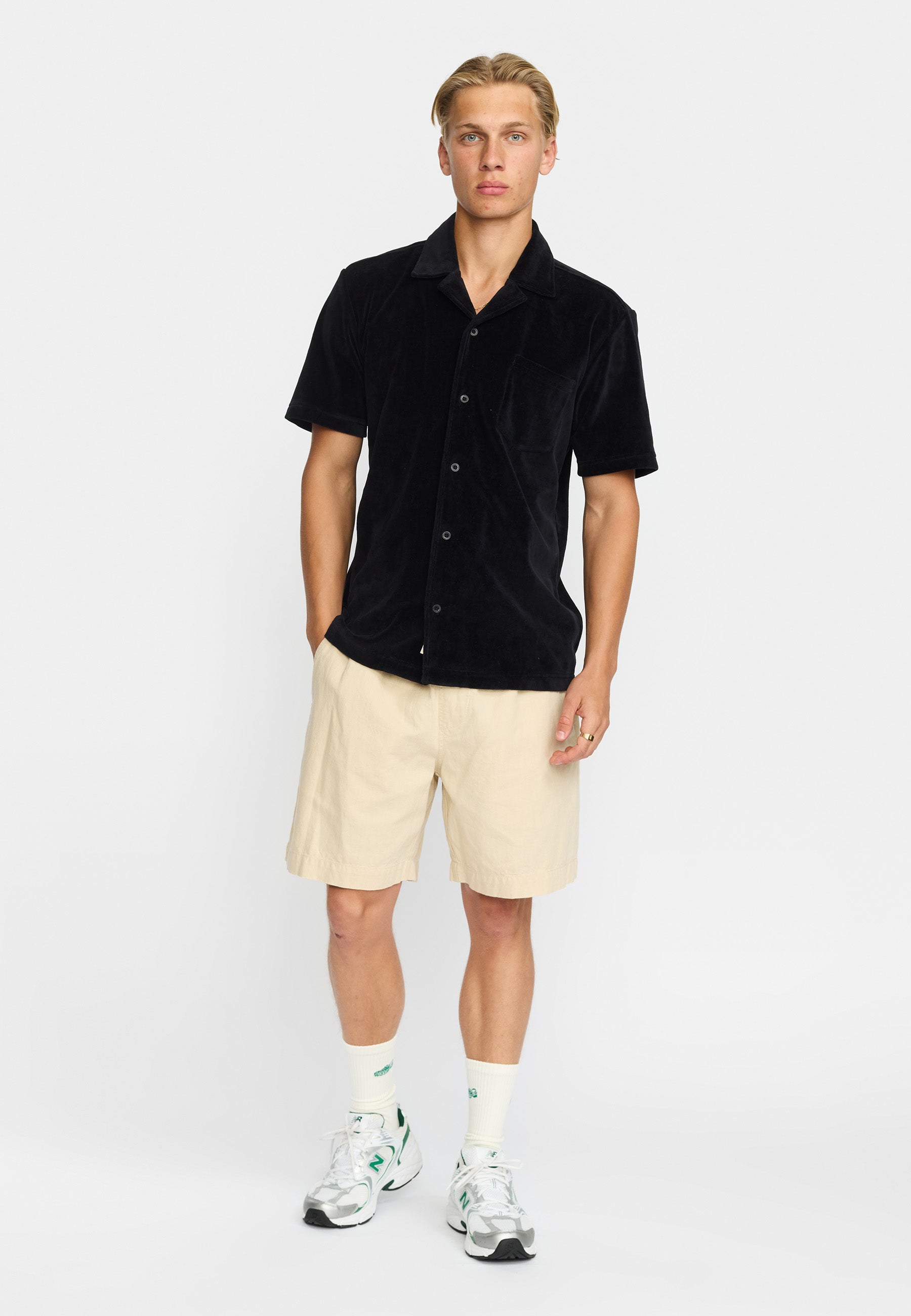 Revolution Velour Short-sleeved Cuban Shirt Short-sleeve shirts Black