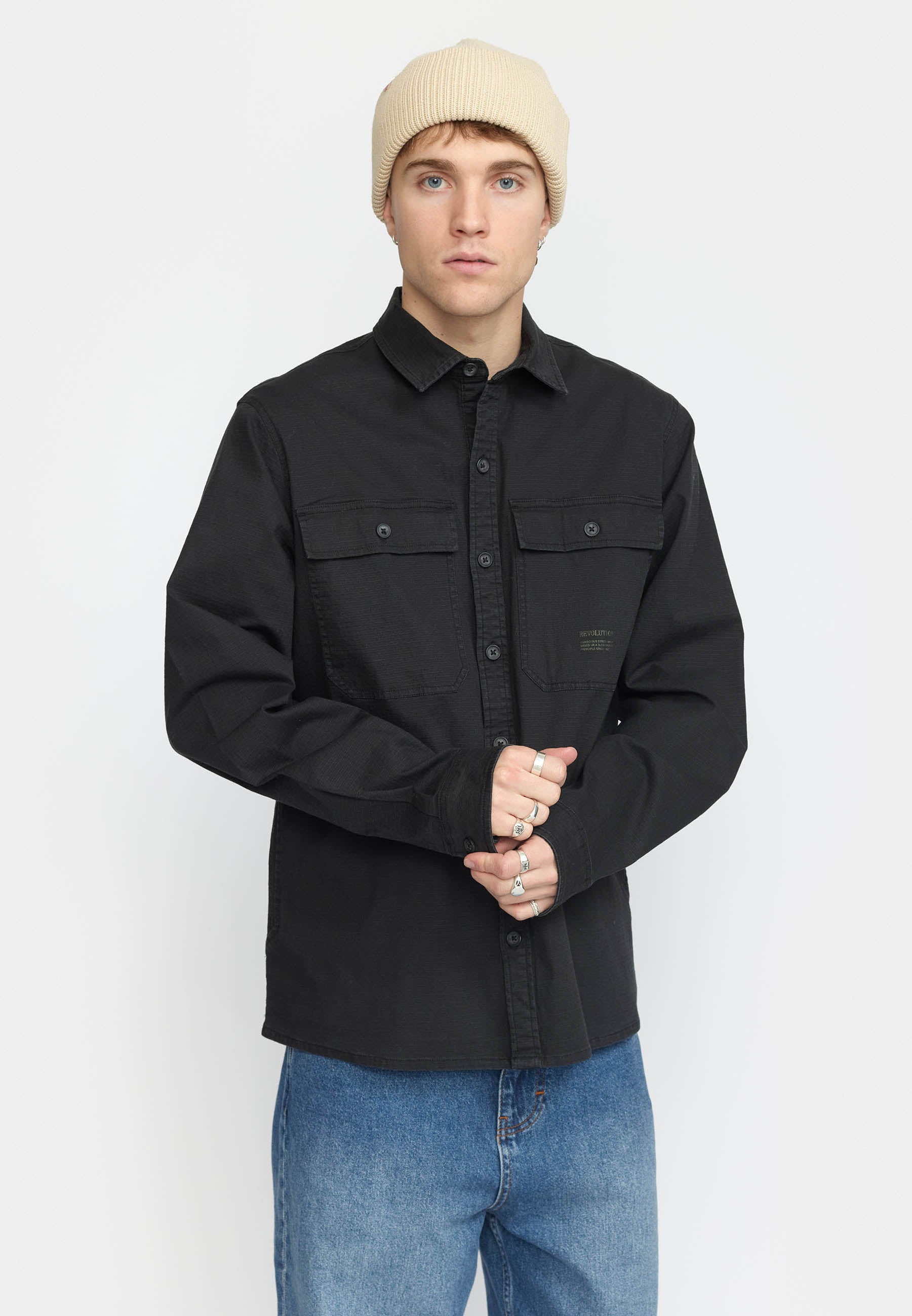 Revolution Worker Overshirt Overshirts Black