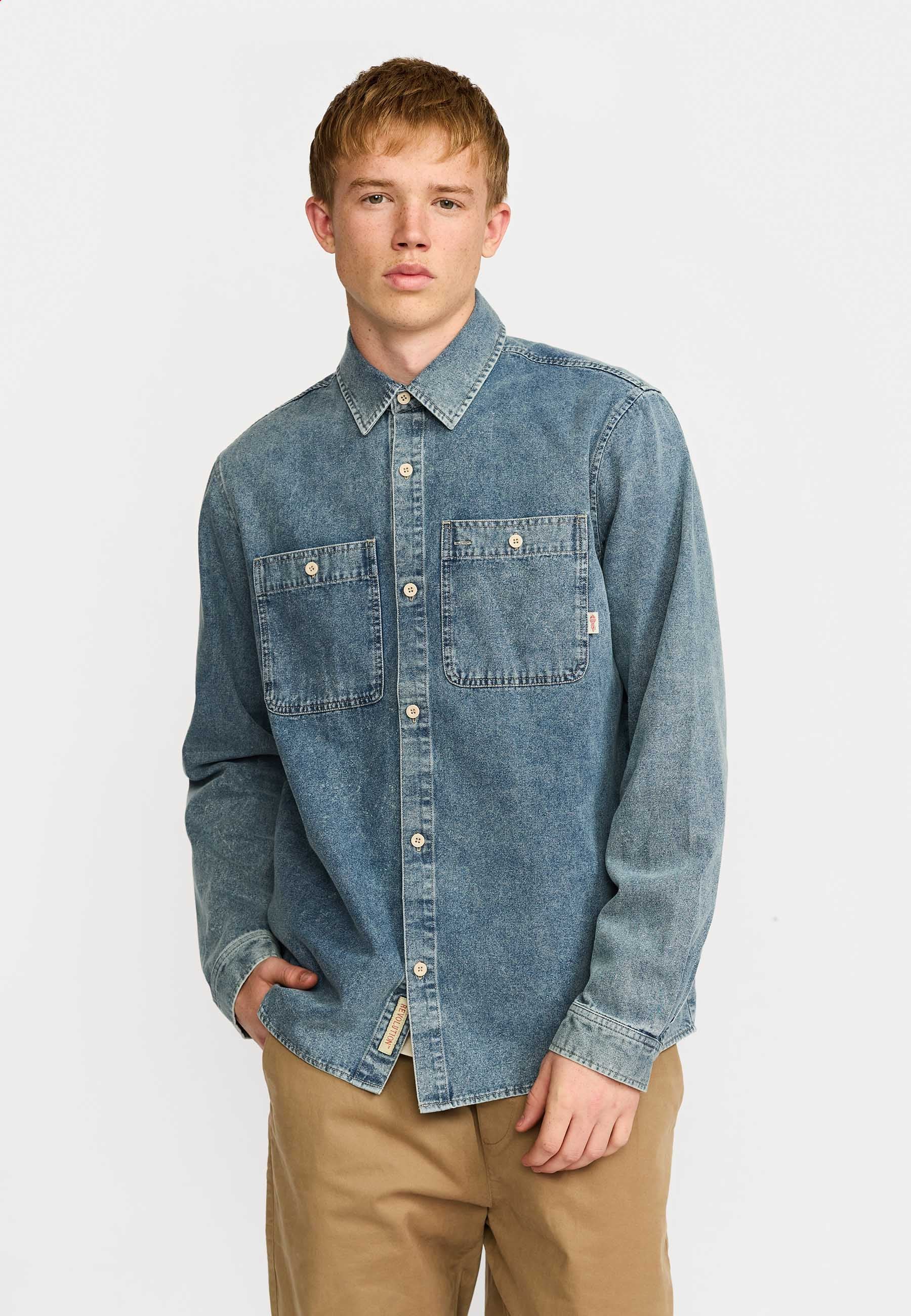Revolution Worker Shirt Long-sleeve Shirts Blue