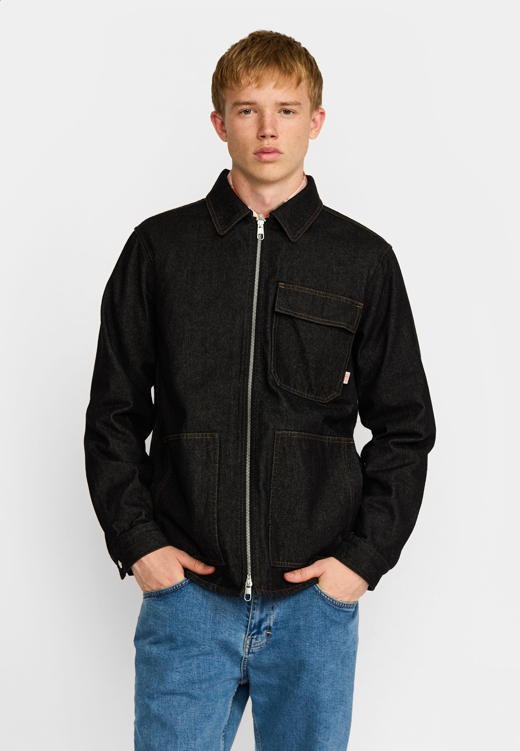 Revolution Zipped Denim Worker Shirt Long-sleeve Shirts Black