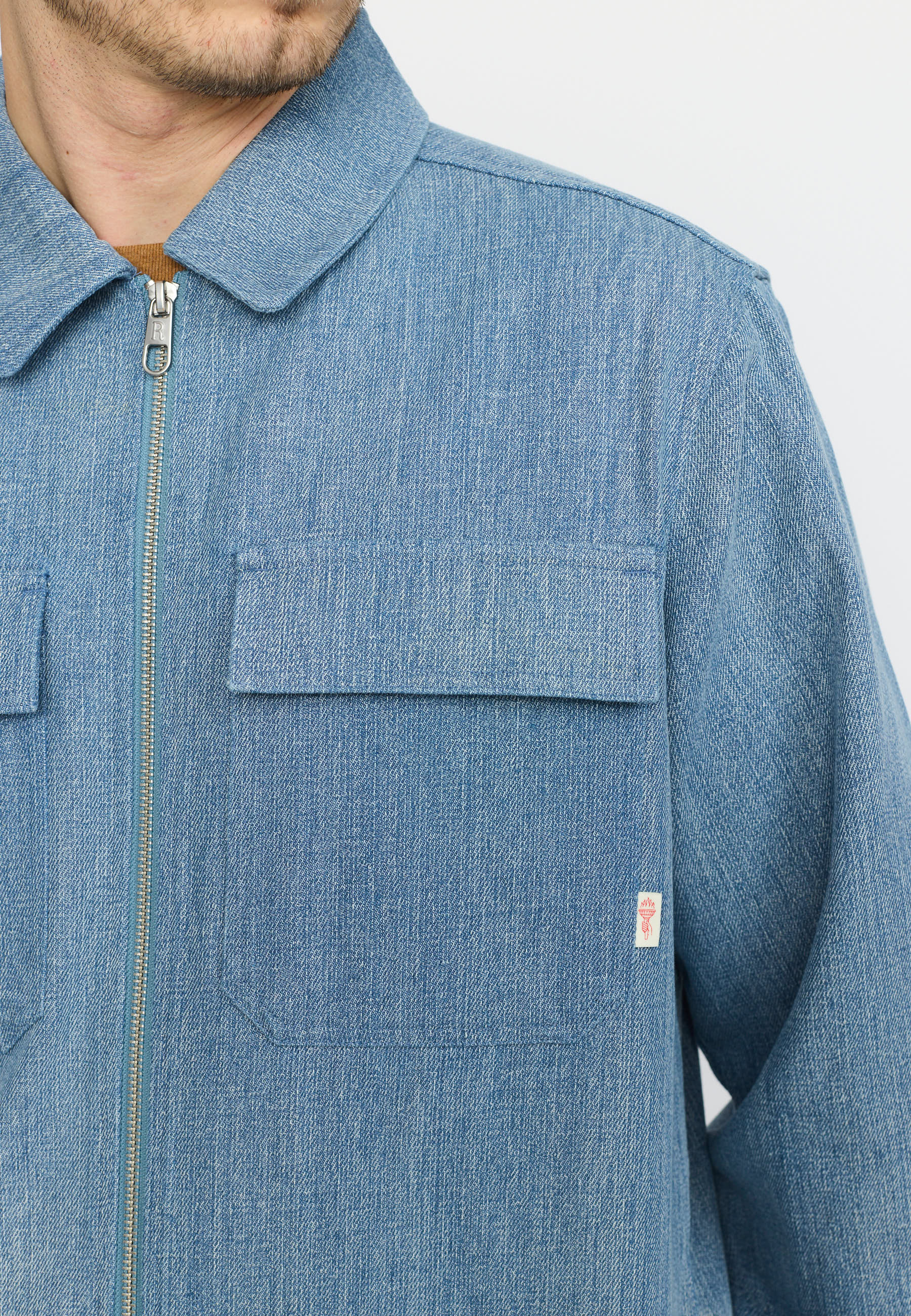 Revolution Zipped Denim Worker Shirt Overshirts Lightblue