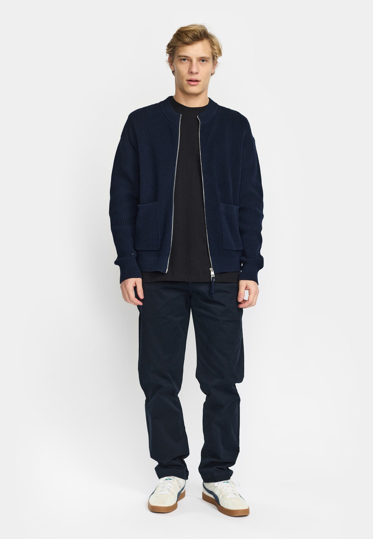 Revolution Zipped Knit Cardigan Knitwear Navy