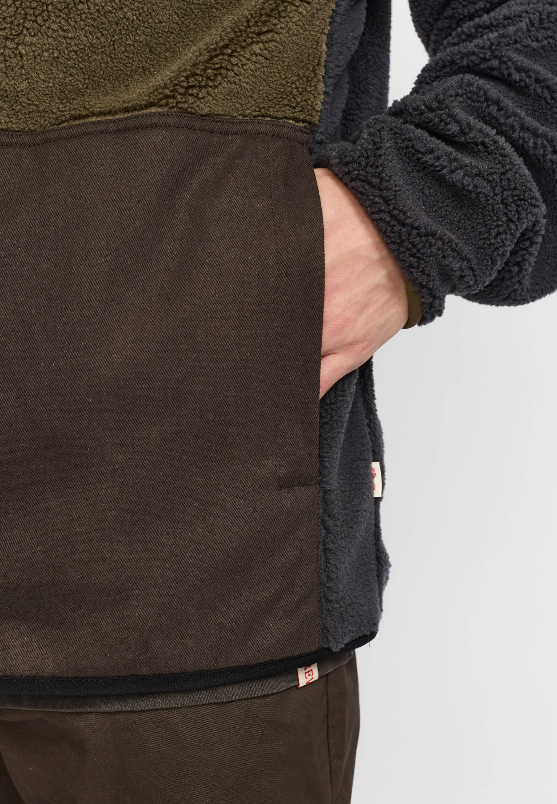 Revolution Blocked Teddy Jacket Fleece Darkgrey