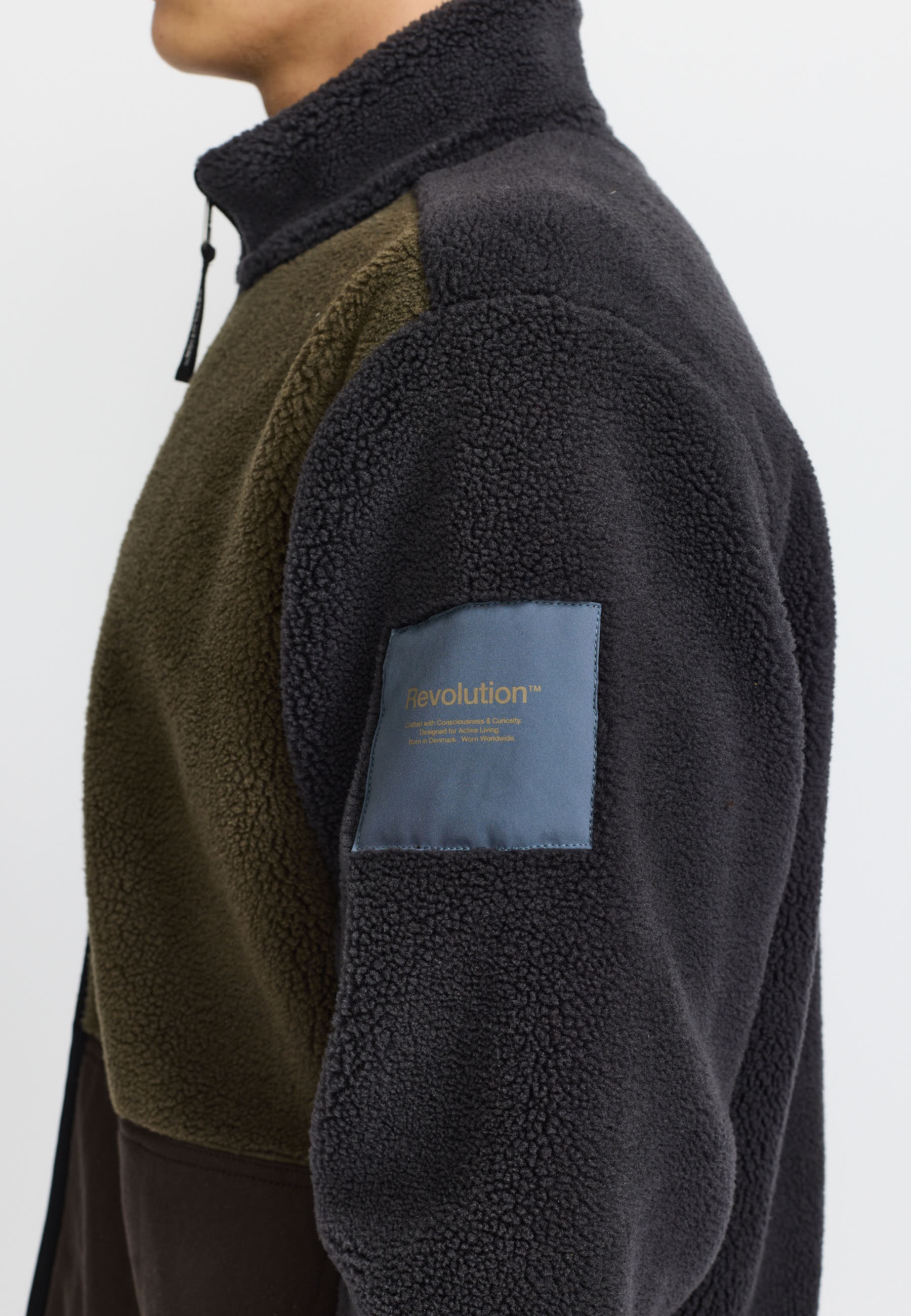 Revolution Blocked Teddy Jacket Fleece Darkgrey