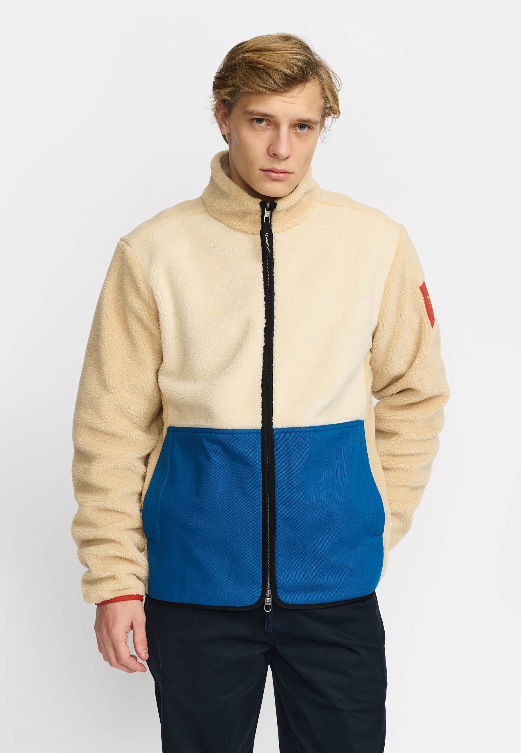Revolution Blocked Teddy Jacket Fleece Offwhite